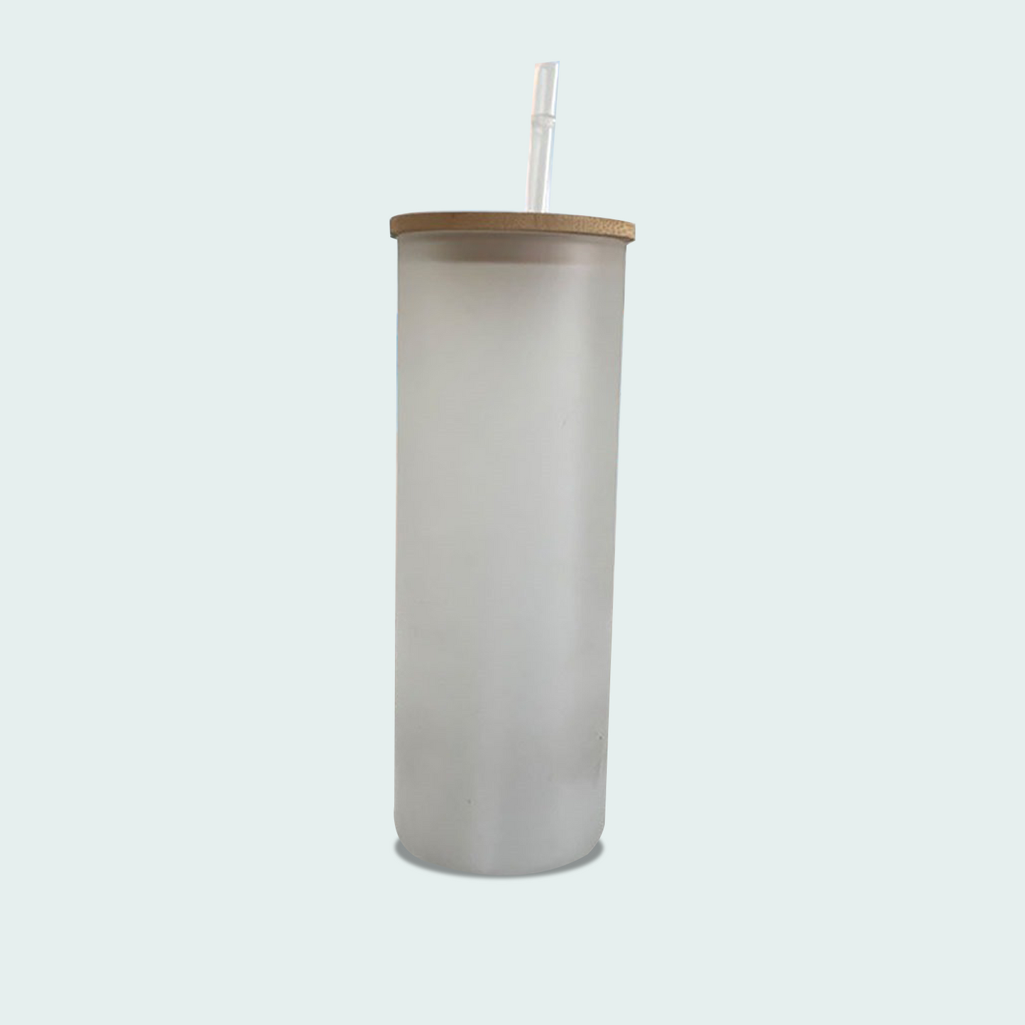 Sublimation Blanks Glass Tumbler Skinny Straight Frosted 25 OZ with Bamboo Lid and Plastic Straw-metal sraw and brush(Reinforced packaging)