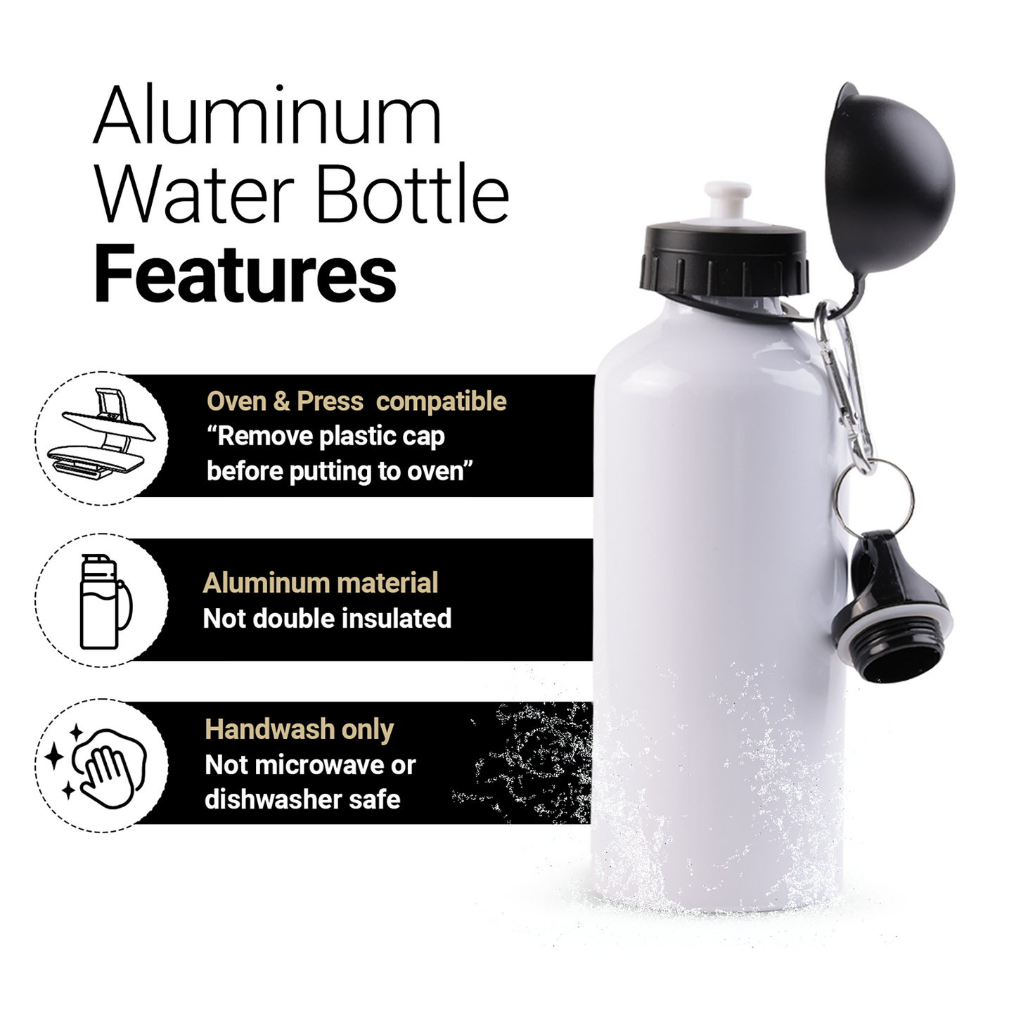 - 500ml White Sublimation Aluminum Bottle (d1)