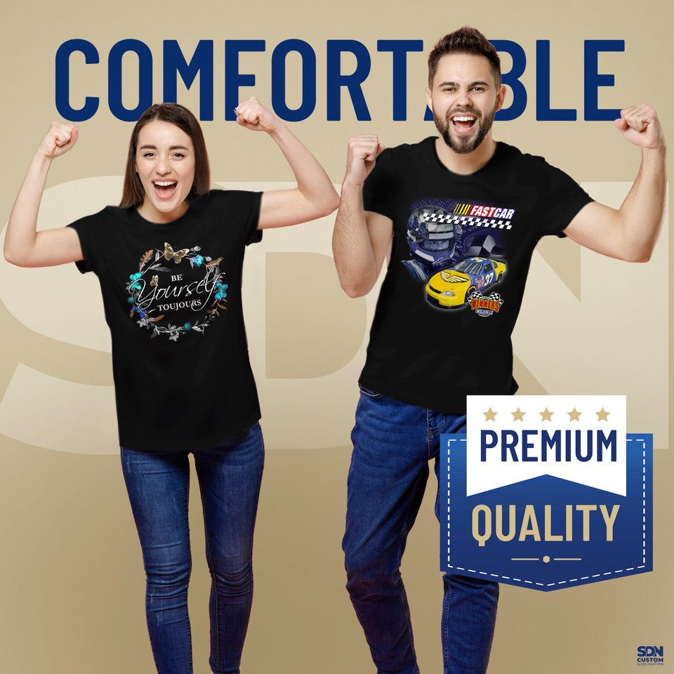 5 Pack-Adult T-Shirts Black Super Soft (95% Polyester-5% Spandex) -