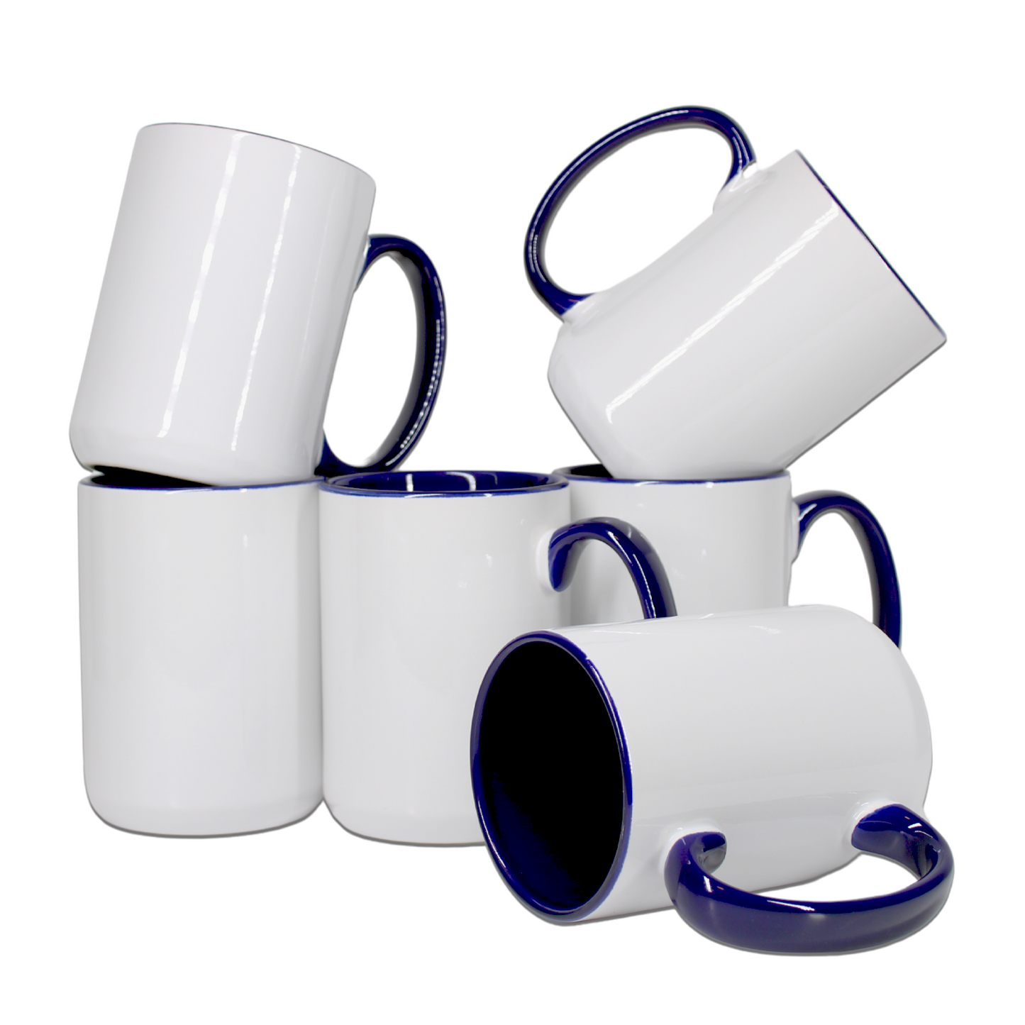 -15 once White sublimation mugs inner color NAVY and handle with reinforced foam box packaging