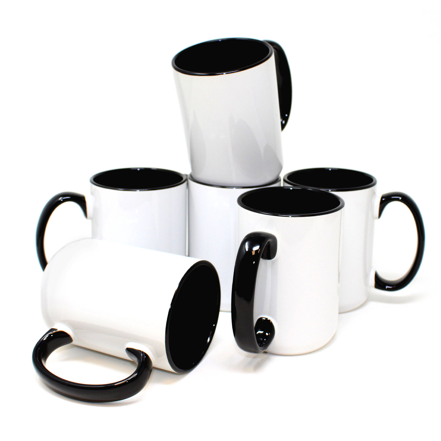 -15 once White sublimation mugs inner color BLACK and handle with reinforced foam box packaging
