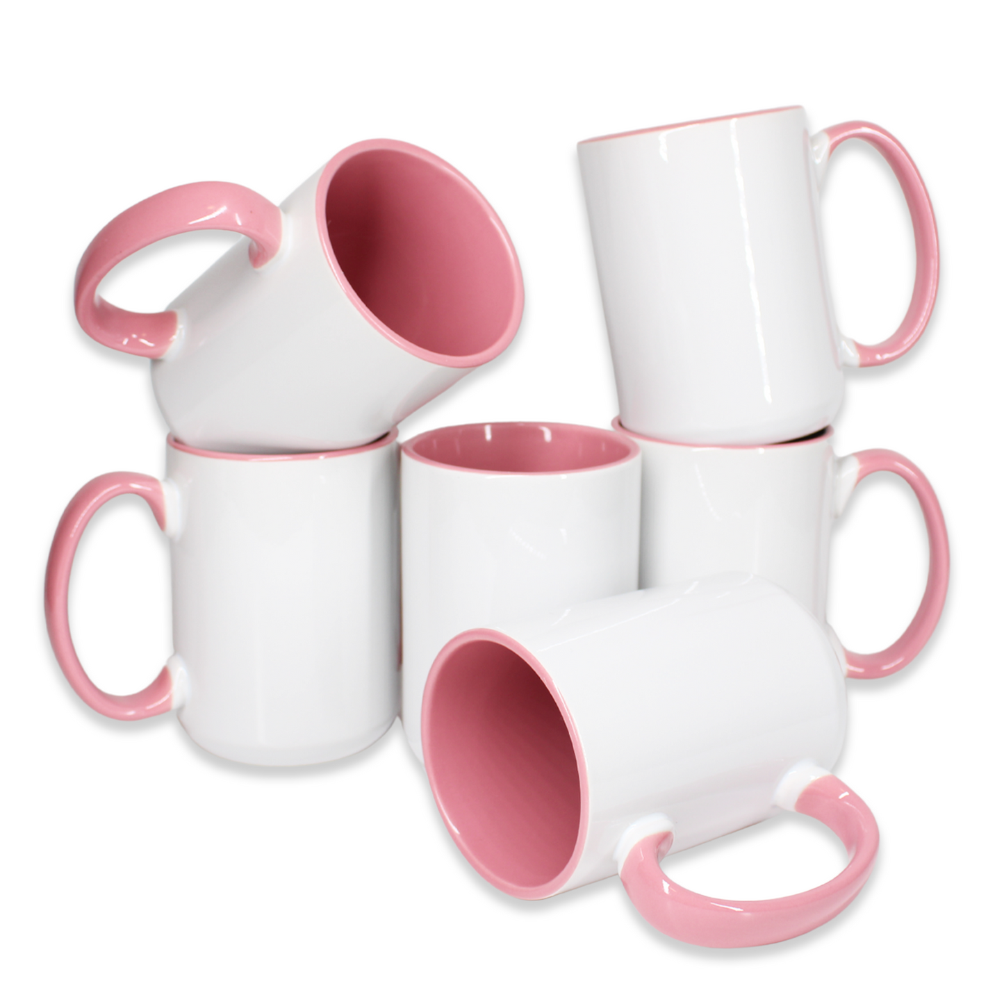 -15 once White sublimation mugs inner color PINK and handle with reinforced foam box packaging