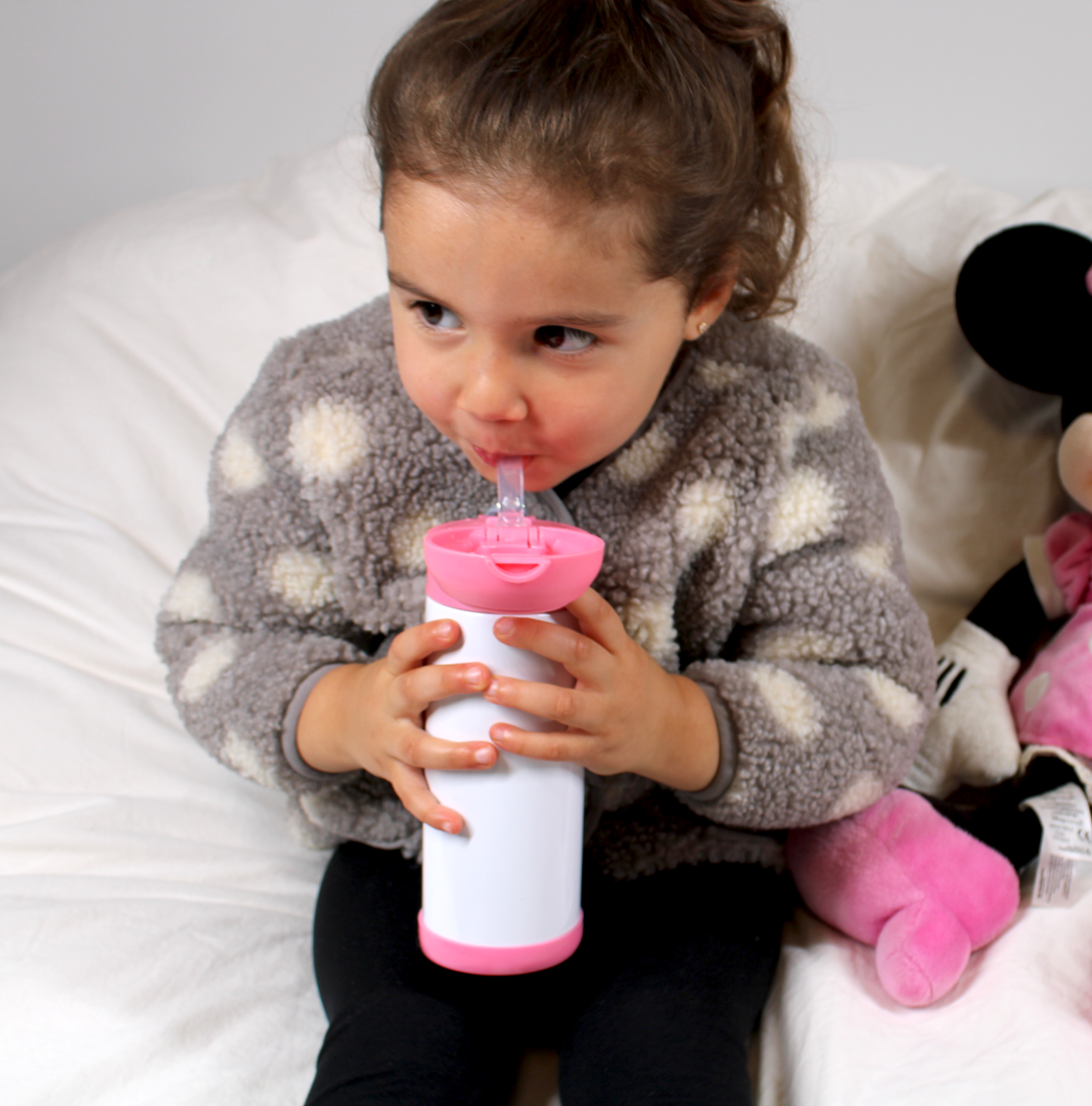 Kids Sublimation Water Bottle stainless steel, 350ml (12oz) pink Lid