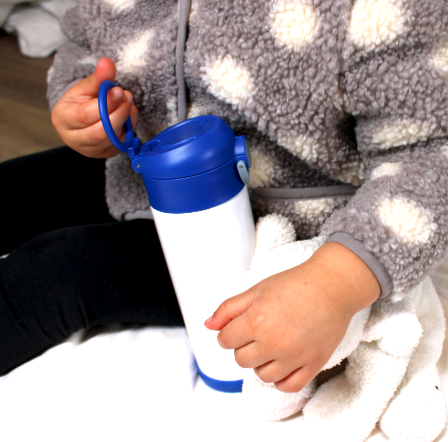 Kids Sublimation Water Bottle Stainless steel, 350ml (12oz) Blue Lid