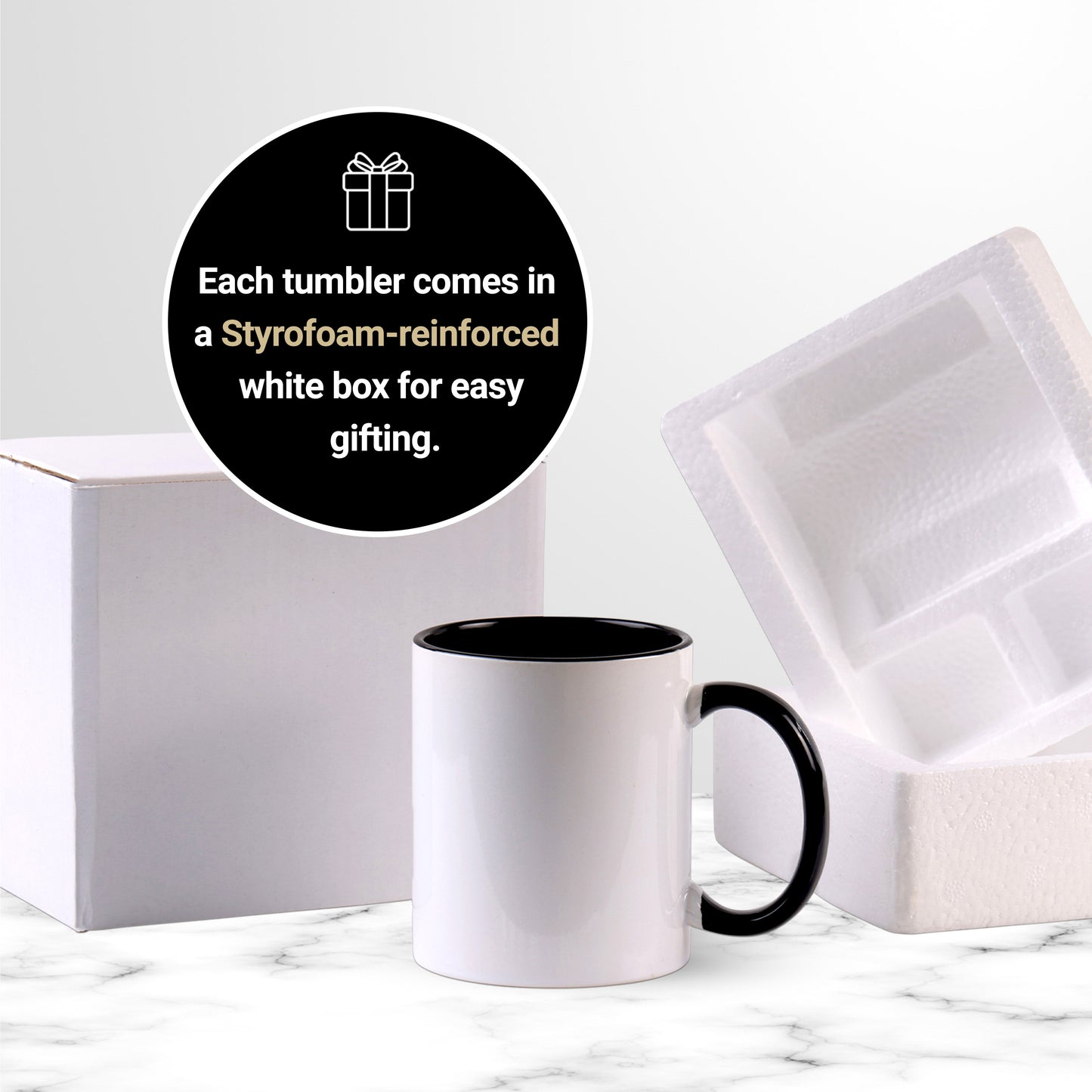 11 once White sublimation mugs inner color BLACK and handle with reinforced foam box packaging (a1)
