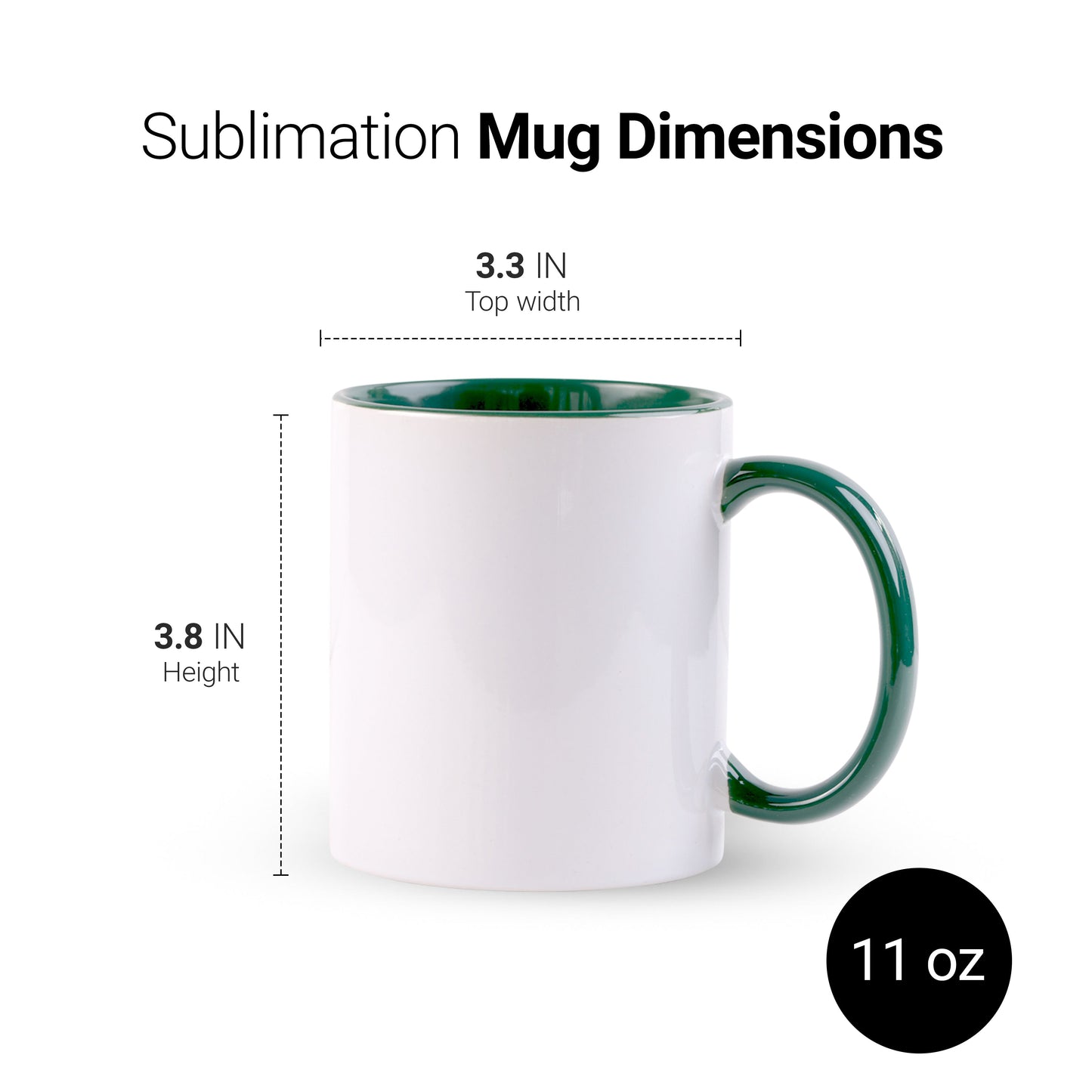 -11 once White sublimation mugs inner color GREEN and handle with reinforced foam box packaging (a4)