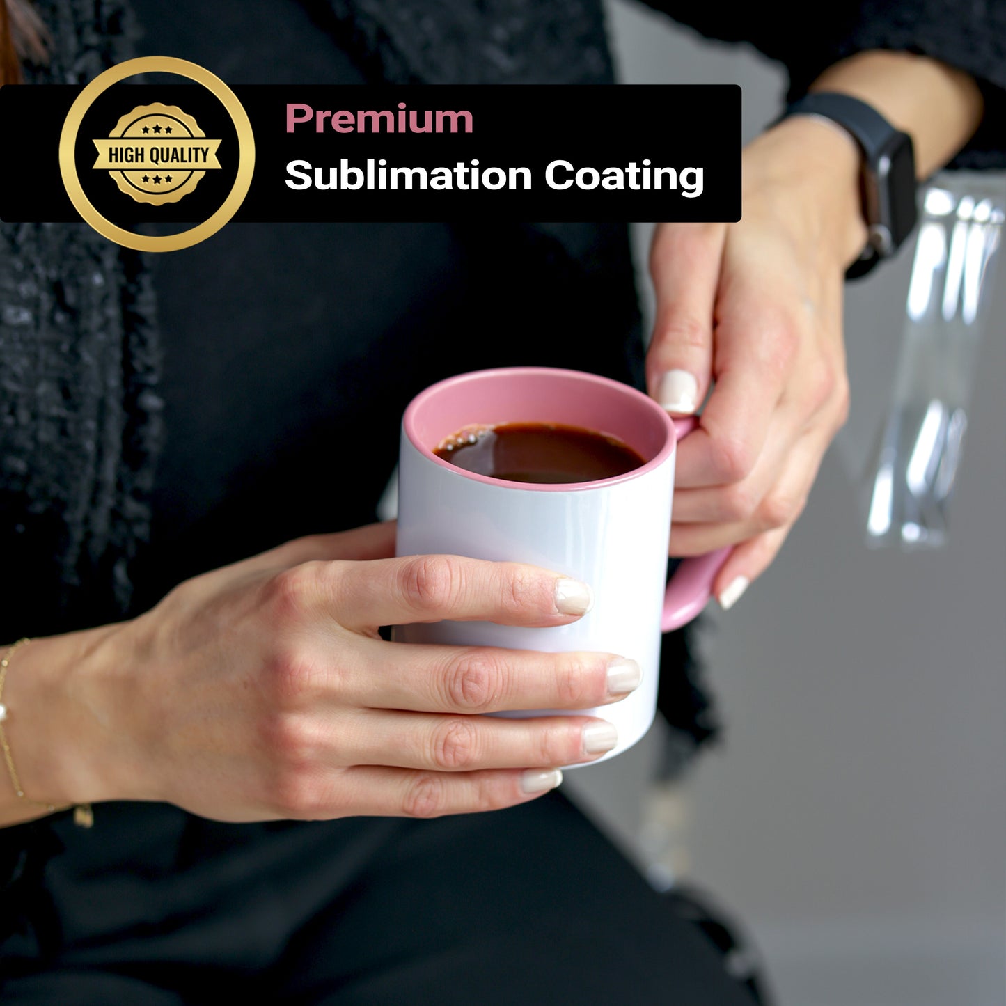 11 once White sublimation mugs inner color PINK and handle with reinforced foam box packaging (a2)
