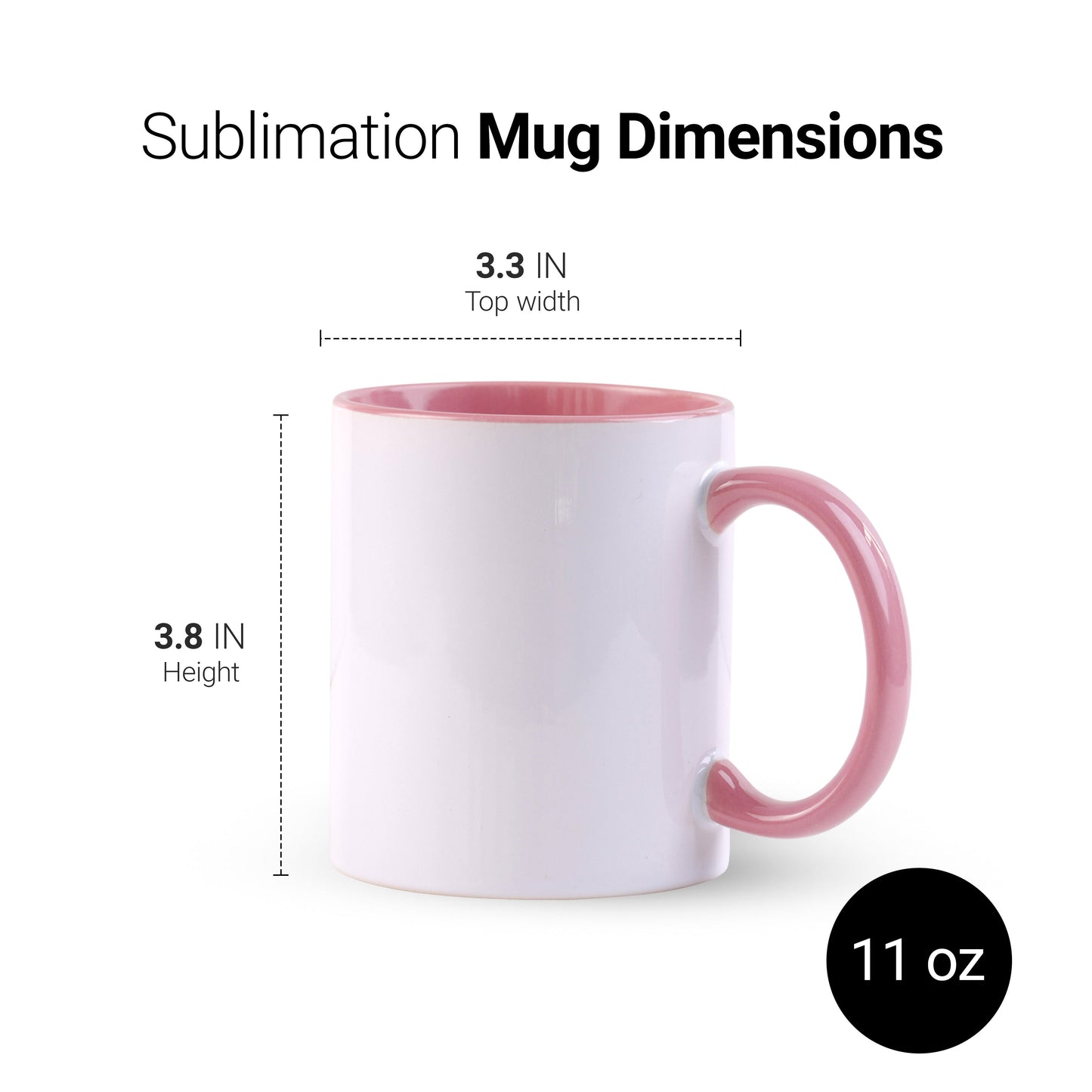 11 once White sublimation mugs inner color PINK and handle with reinforced foam box packaging (a2)