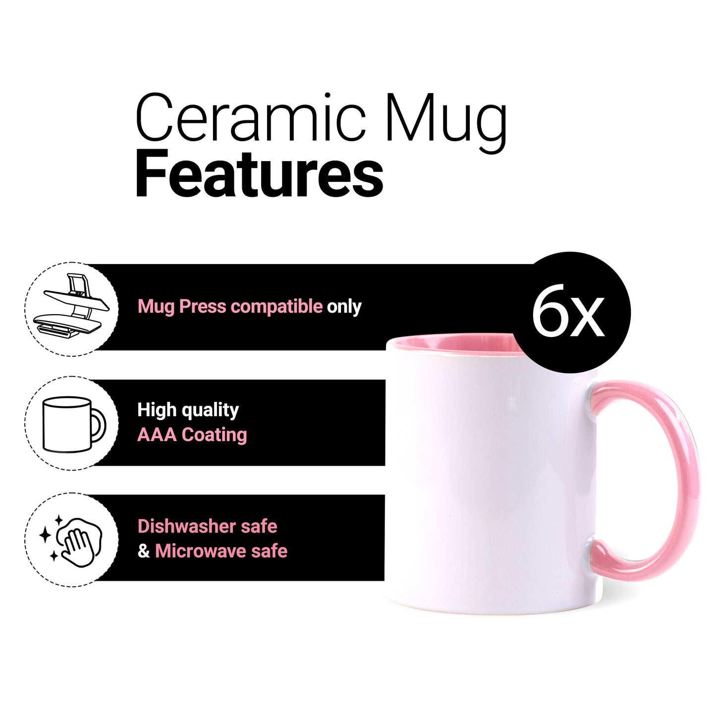 11 once White sublimation mugs inner color PINK and handle with reinforced foam box packaging (a2)