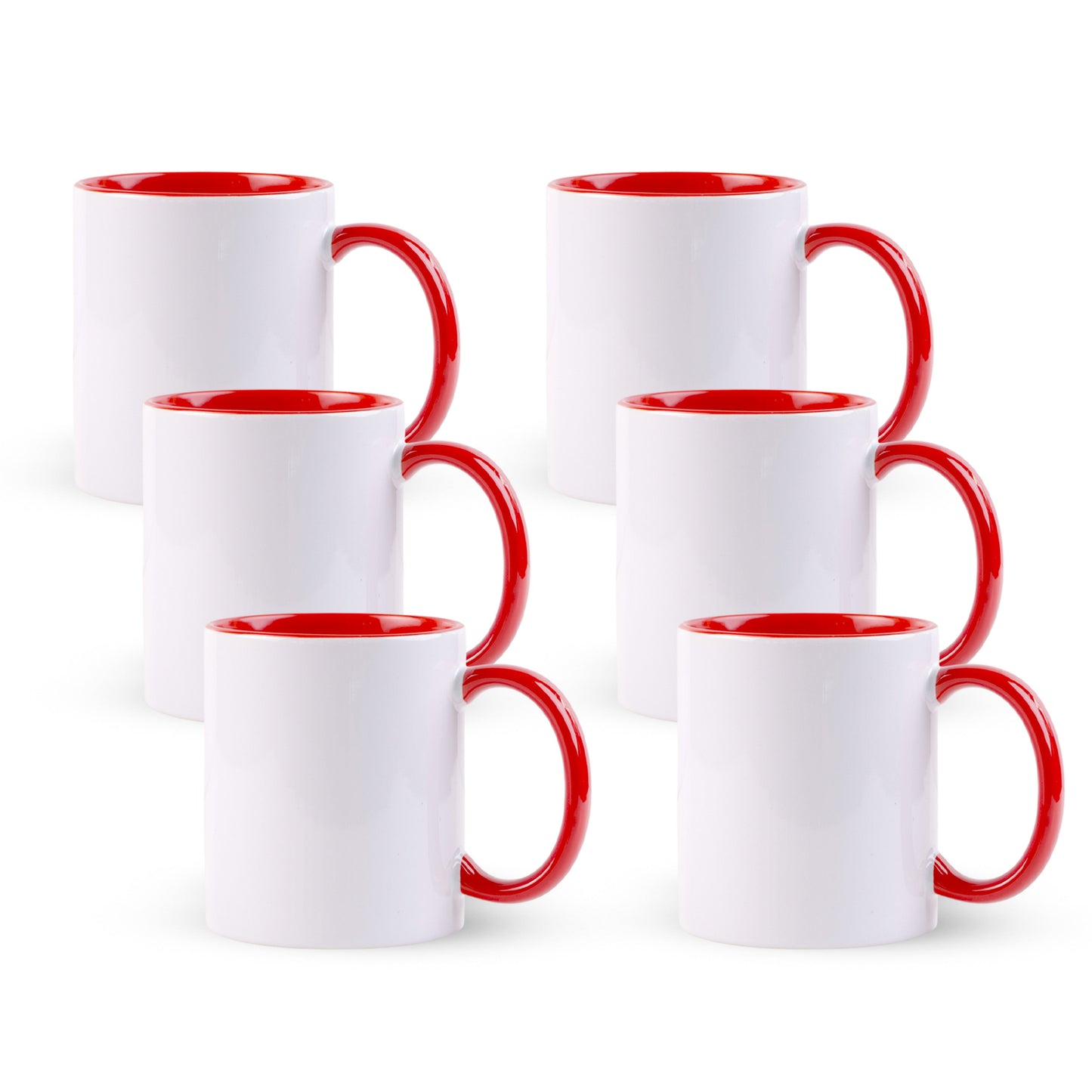 -11 once White sublimation mugs inner color RED and handle with reinforced foam box packaging