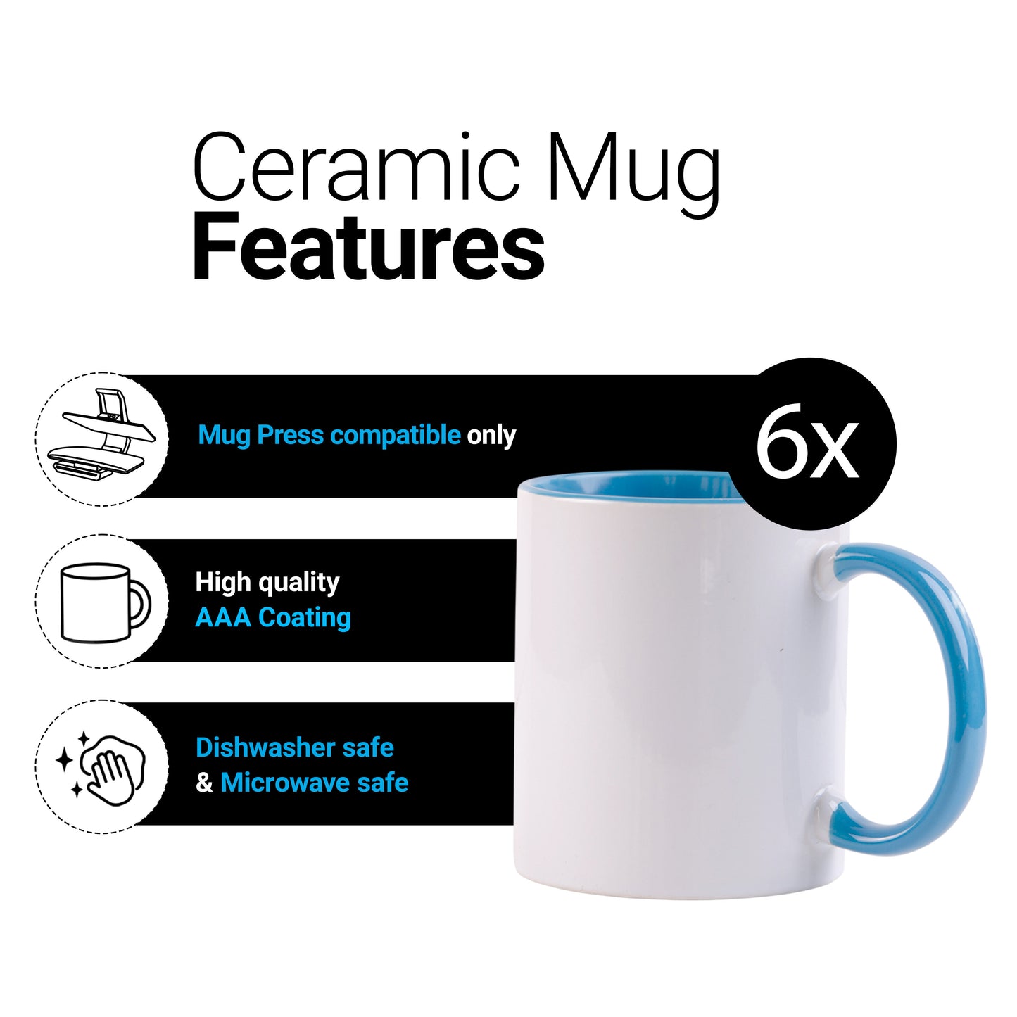 -11 once White sublimation mugs inner color BLUE and handle with reinforced foam box packaging (a6)