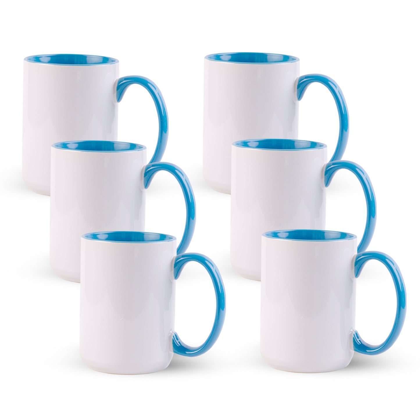 15 once White sublimation mugs inner color BLUE and handle with reinforced foam box packaging (e2)