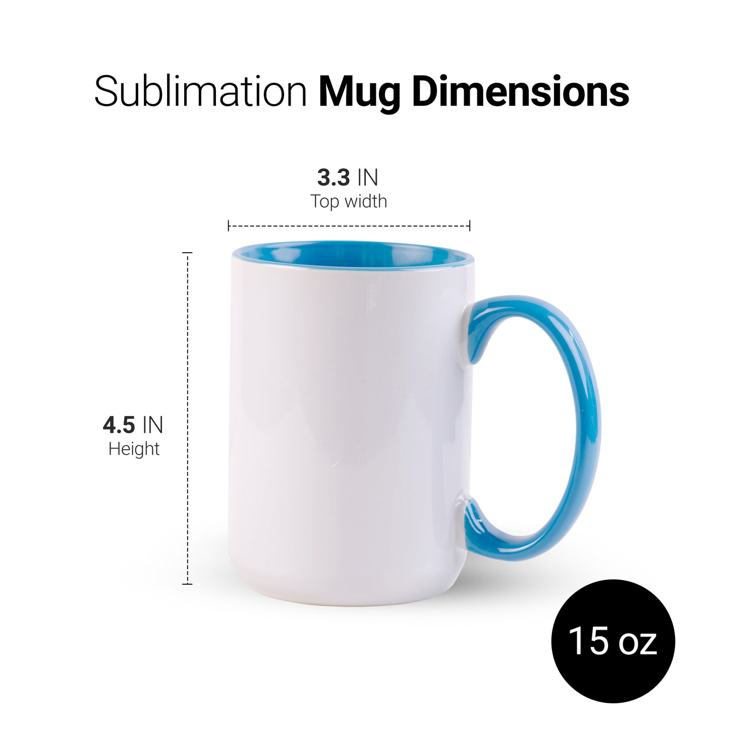 15 once White sublimation mugs inner color BLUE and handle with reinforced foam box packaging (e2)