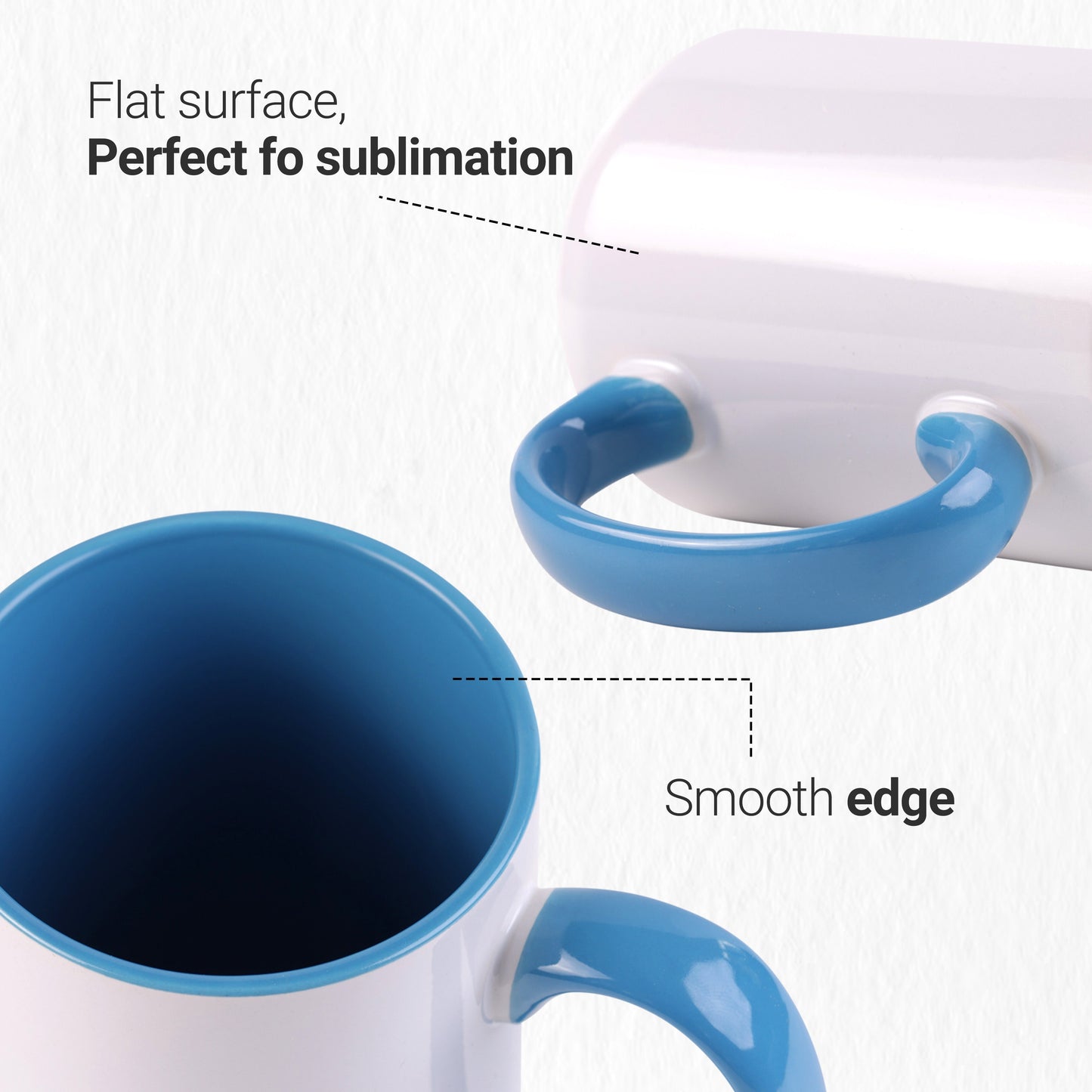 15 once White sublimation mugs inner color BLUE and handle with reinforced foam box packaging (e2)
