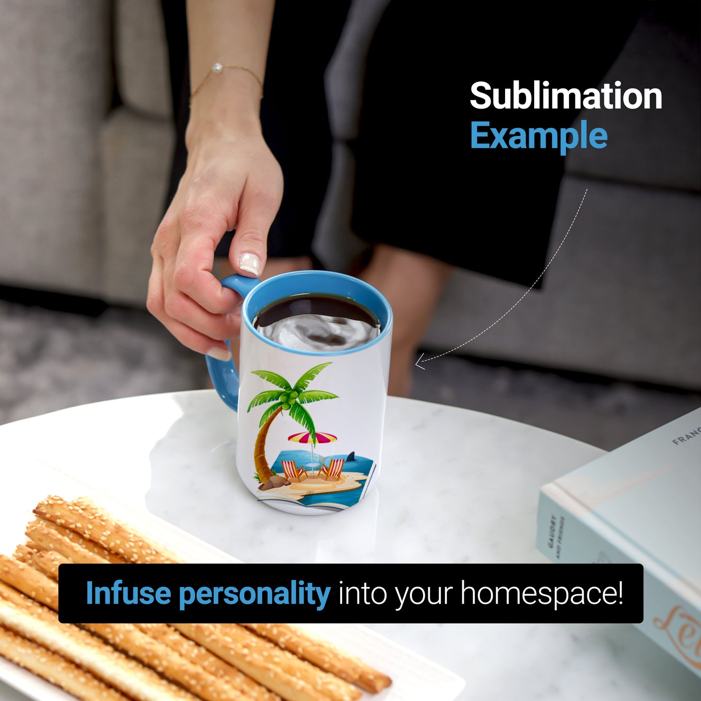 15 once White sublimation mugs inner color BLUE and handle with reinforced foam box packaging (e2)
