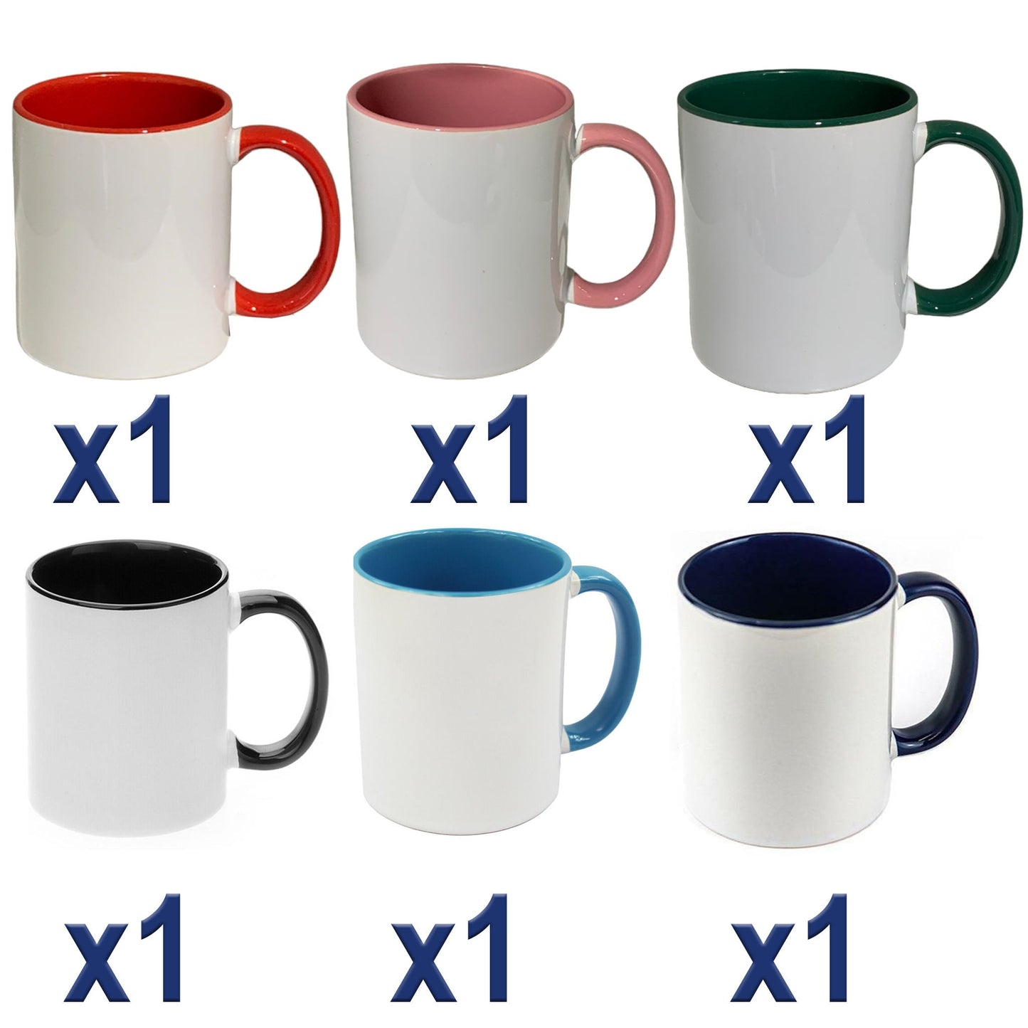 -11 once White sublimation mugs MULTI 6 COLORS inner color and handle with reinforced foam box packaging