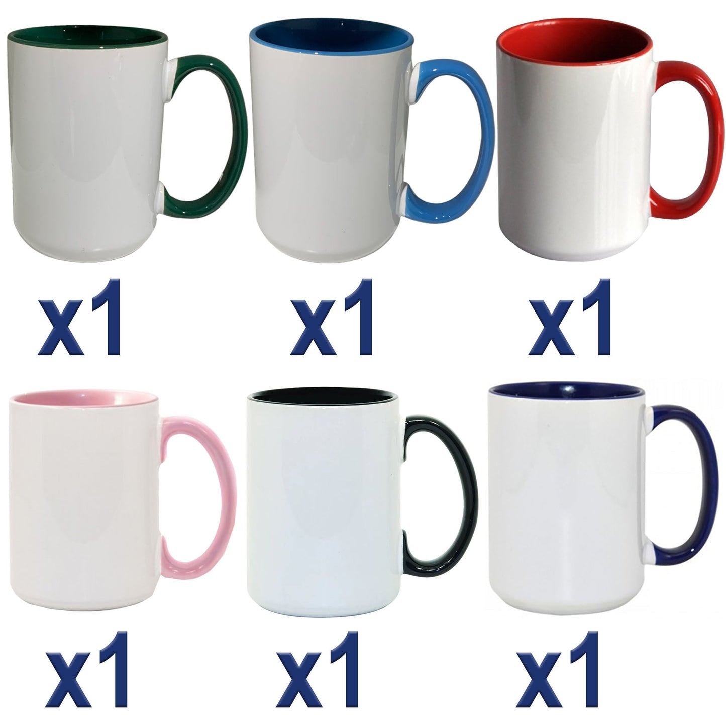 5 once MIX Multi 6 colors White sublimation mugs inner color and handle with reinforced foam box packaging