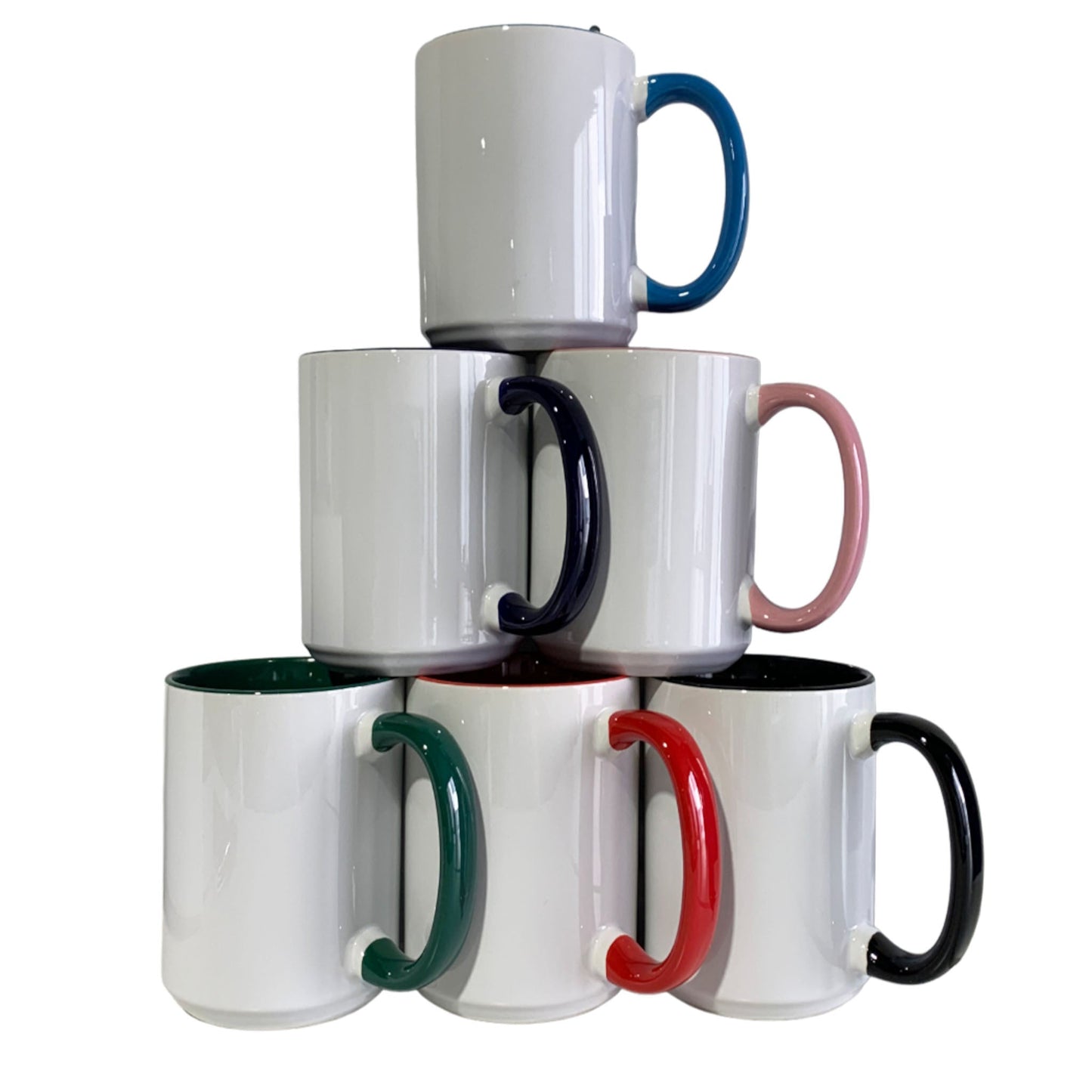 5 once MIX Multi 6 colors White sublimation mugs inner color and handle with reinforced foam box packaging