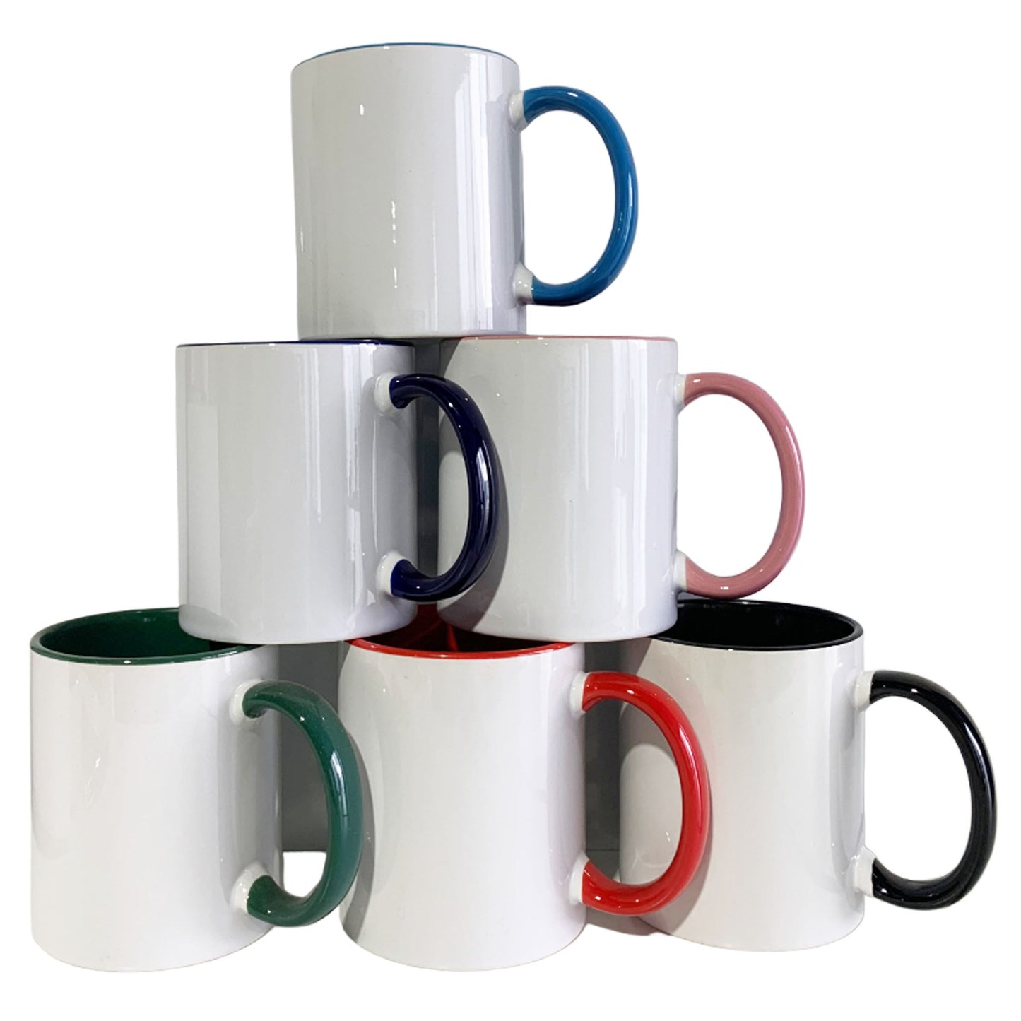 -11 once White sublimation mugs MULTI 6 COLORS inner color and handle with reinforced foam box packaging
