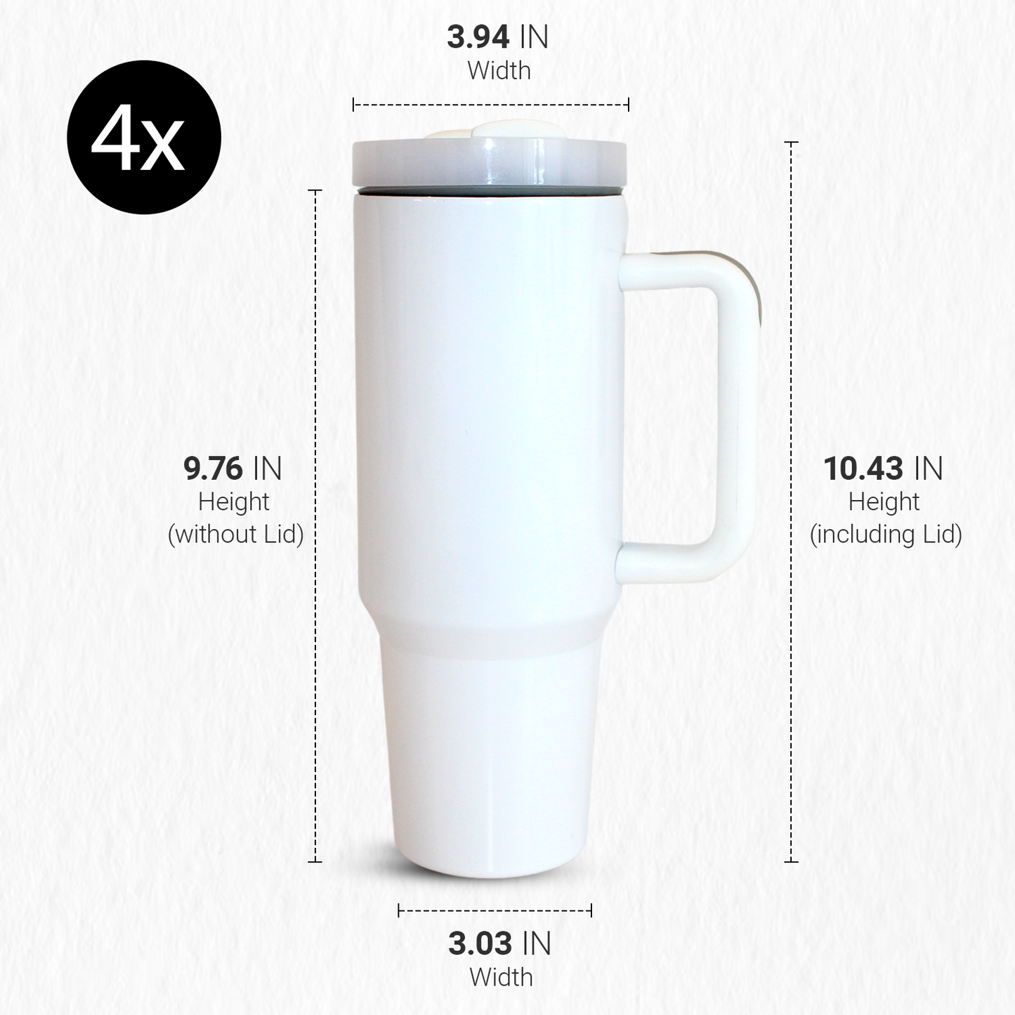 40 oz Tumbler withscrewable Handle:(Double insulated hot- cold 8 hours)