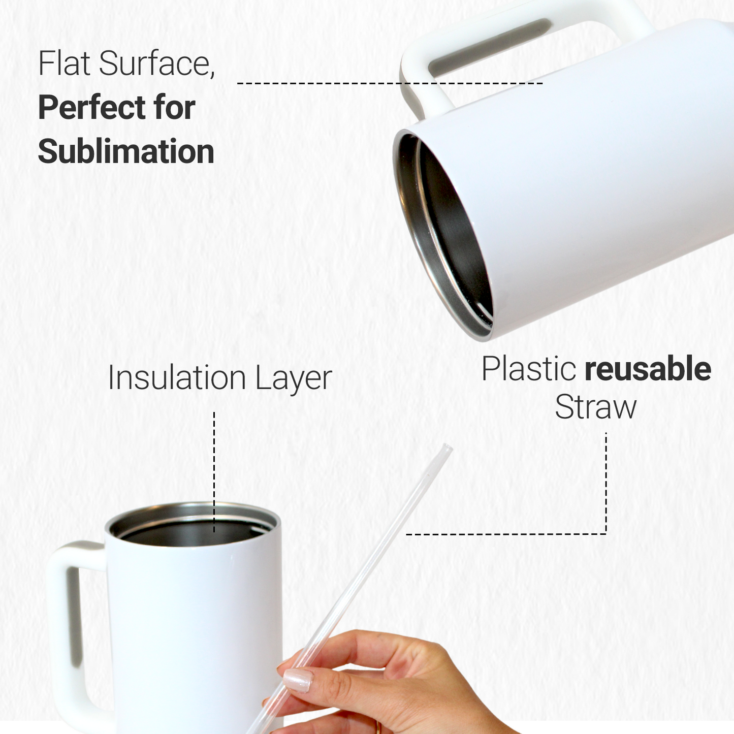 40 oz Tumbler withscrewable Handle:(Double insulated hot- cold 8 hours)