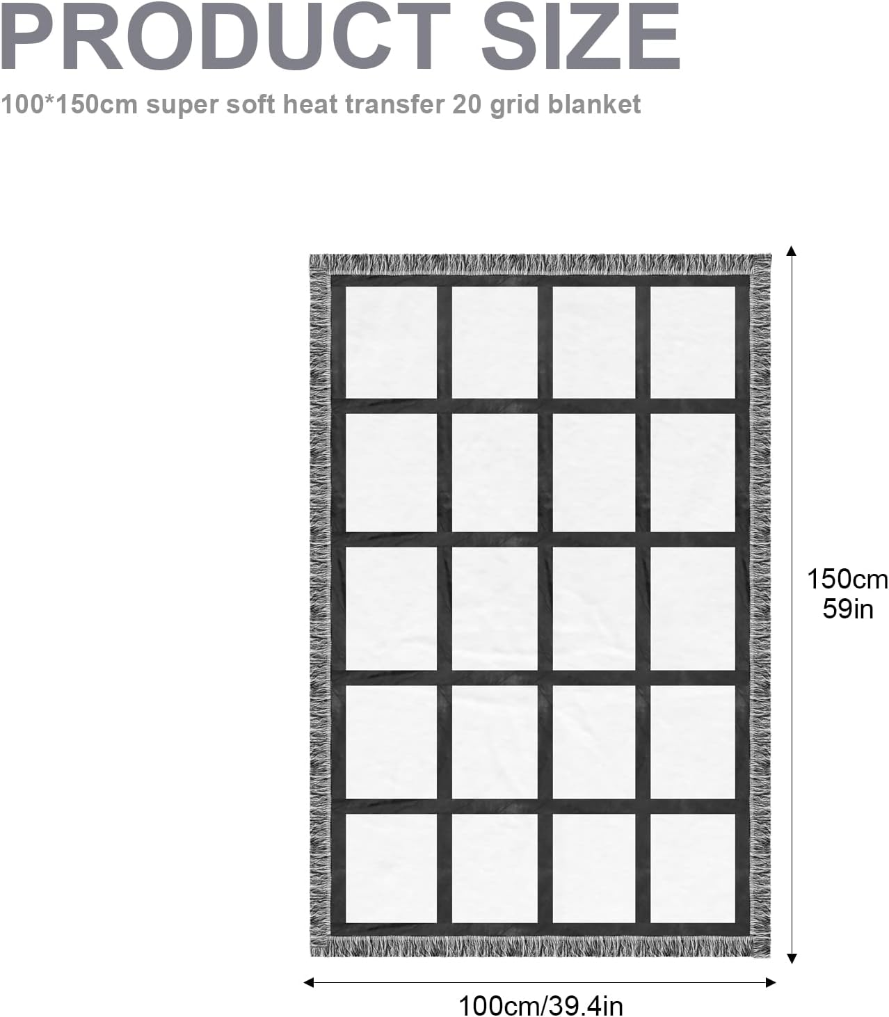78 x 60 Sublimation Blank Throw Blankets for Heat Press (White-20 X Panel)