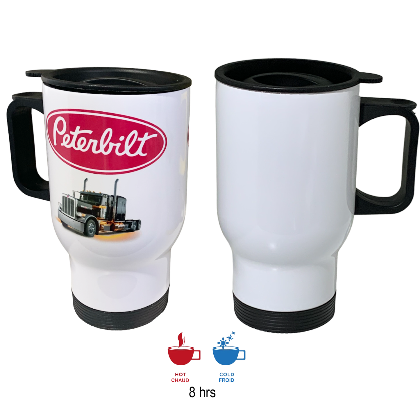 SDN Sublimation 14 OZ Sublimation white stainless steel travel mug (black lids)