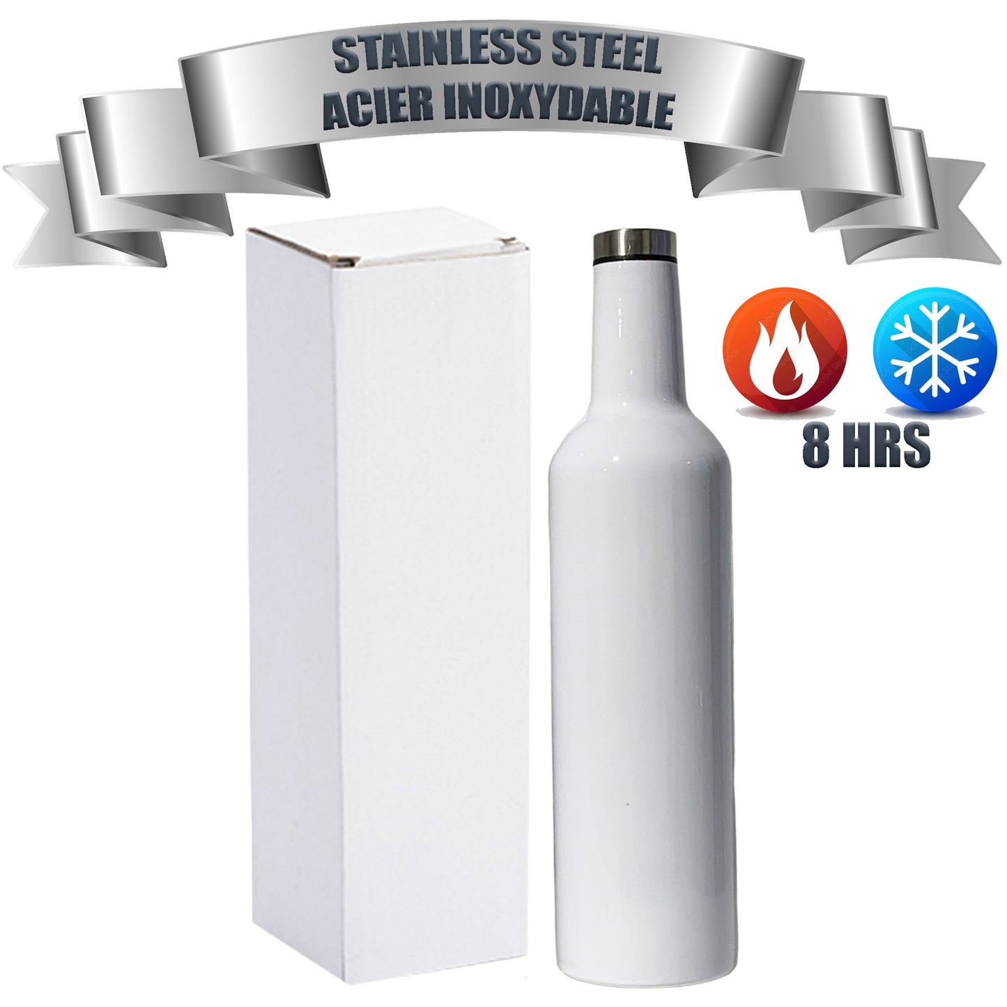 - Sublimation 750ml stainless steel (Double insulated hot- cold 8 hours)wine bottle (J14)