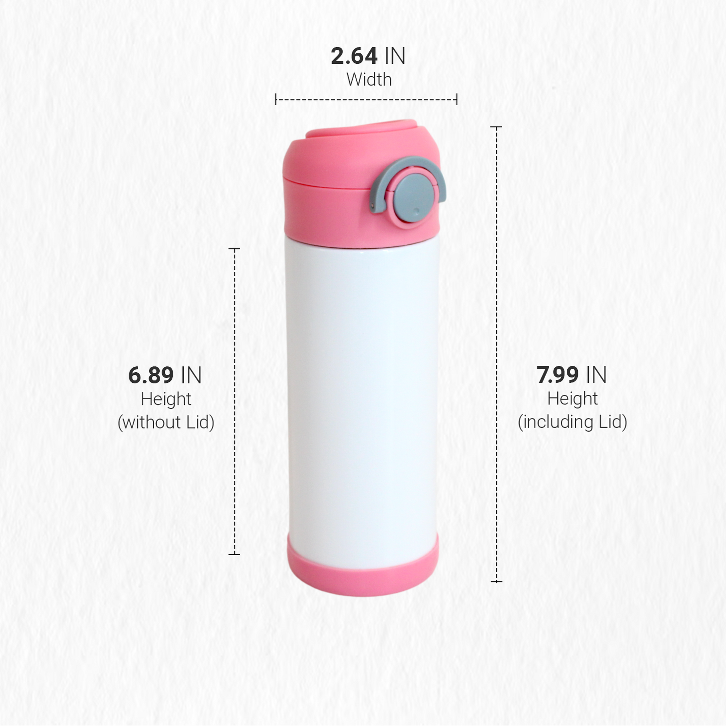 SDN SUBLIMATION Kids Water Bottle, 350ml Pink lid