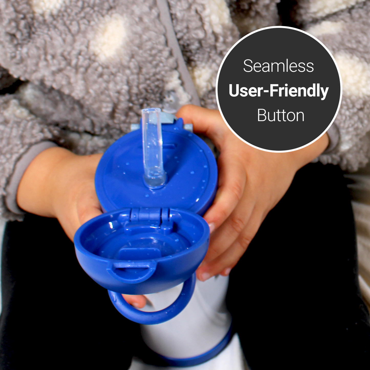 SDN SUBLIMATION Kids Water Bottle, 350ml blue lid