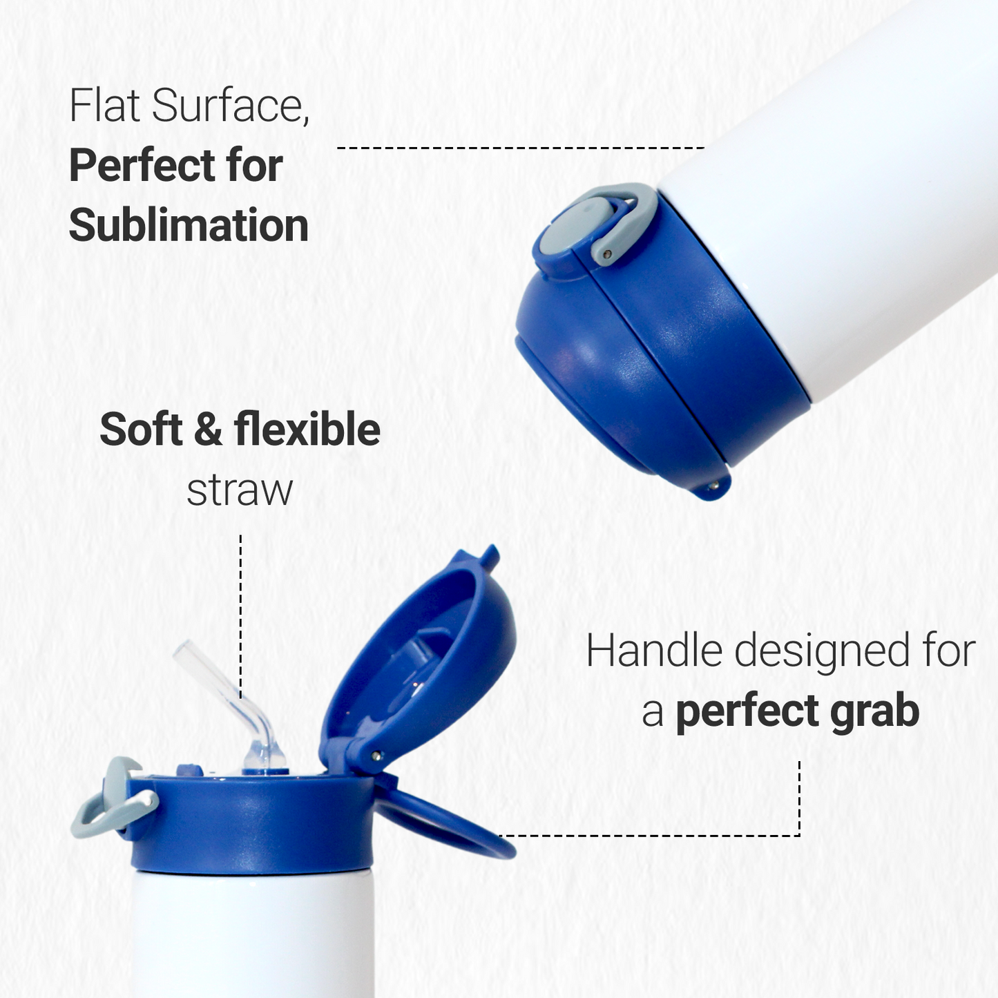 SDN SUBLIMATION Kids Water Bottle, 350ml blue lid