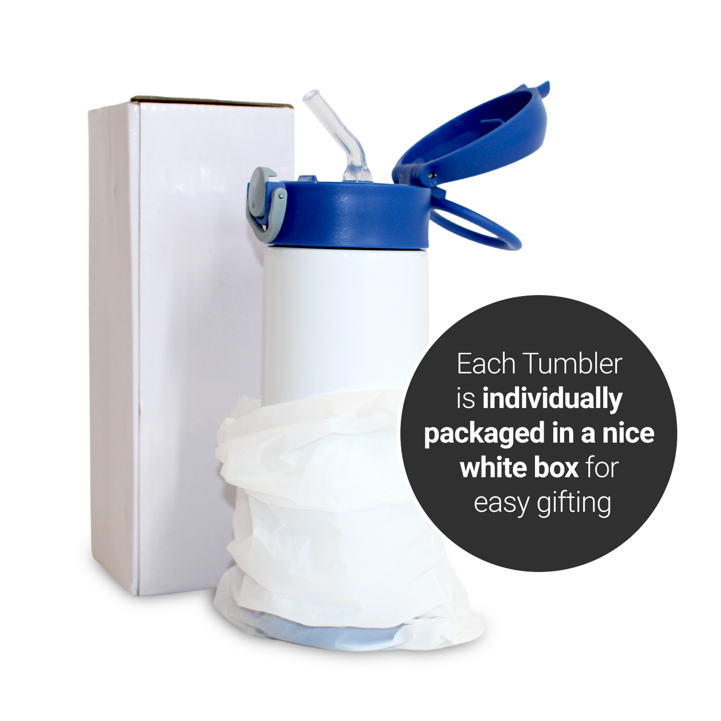 SDN SUBLIMATION Kids Water Bottle, 350ml blue lid