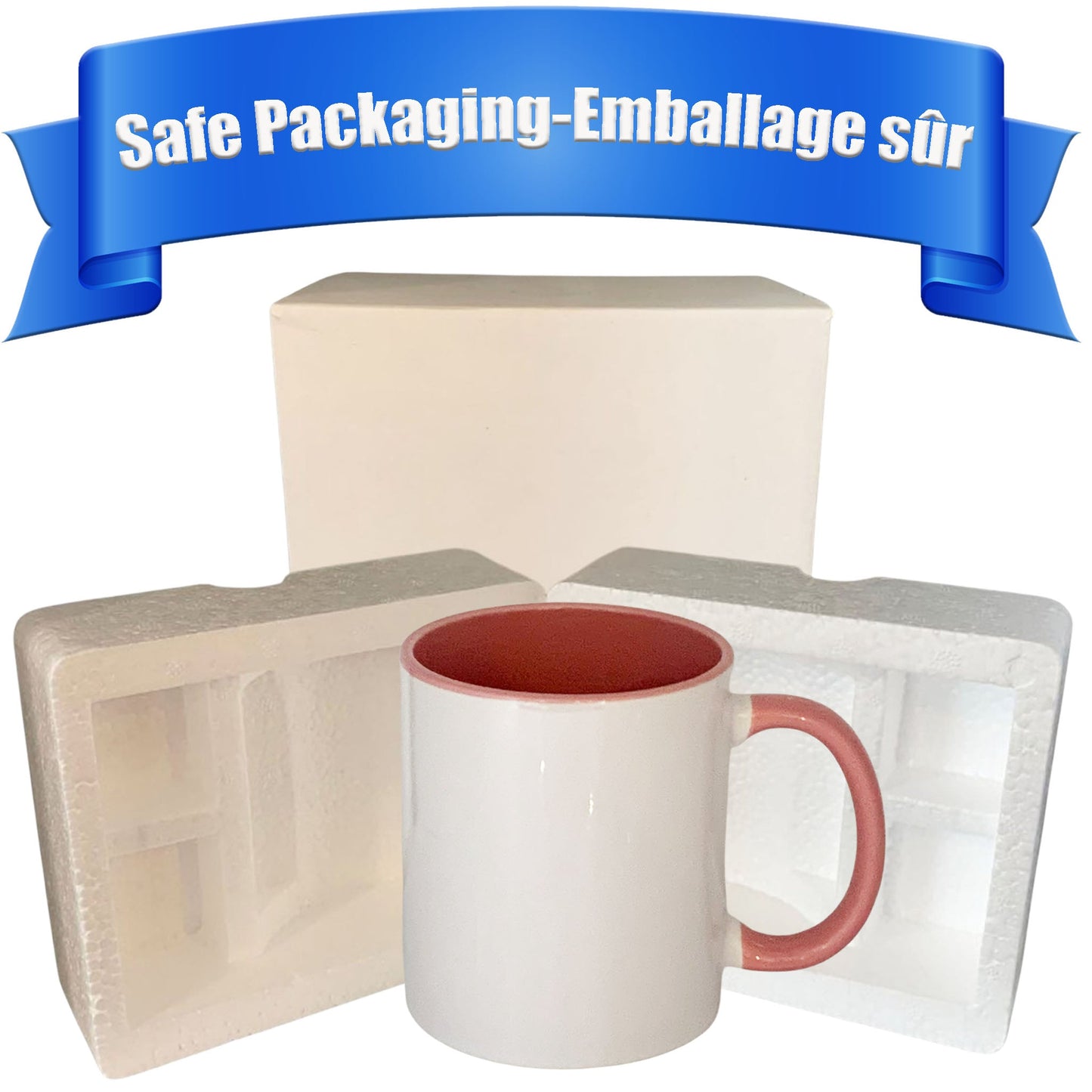 11 once White sublimation mugs inner color PINK and handle with reinforced foam box packaging (a2)