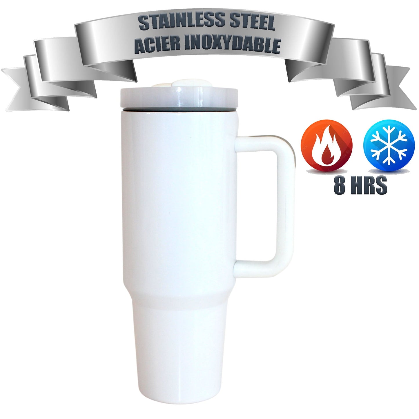 40 oz Tumbler withscrewable Handle:(Double insulated hot- cold 8 hours)