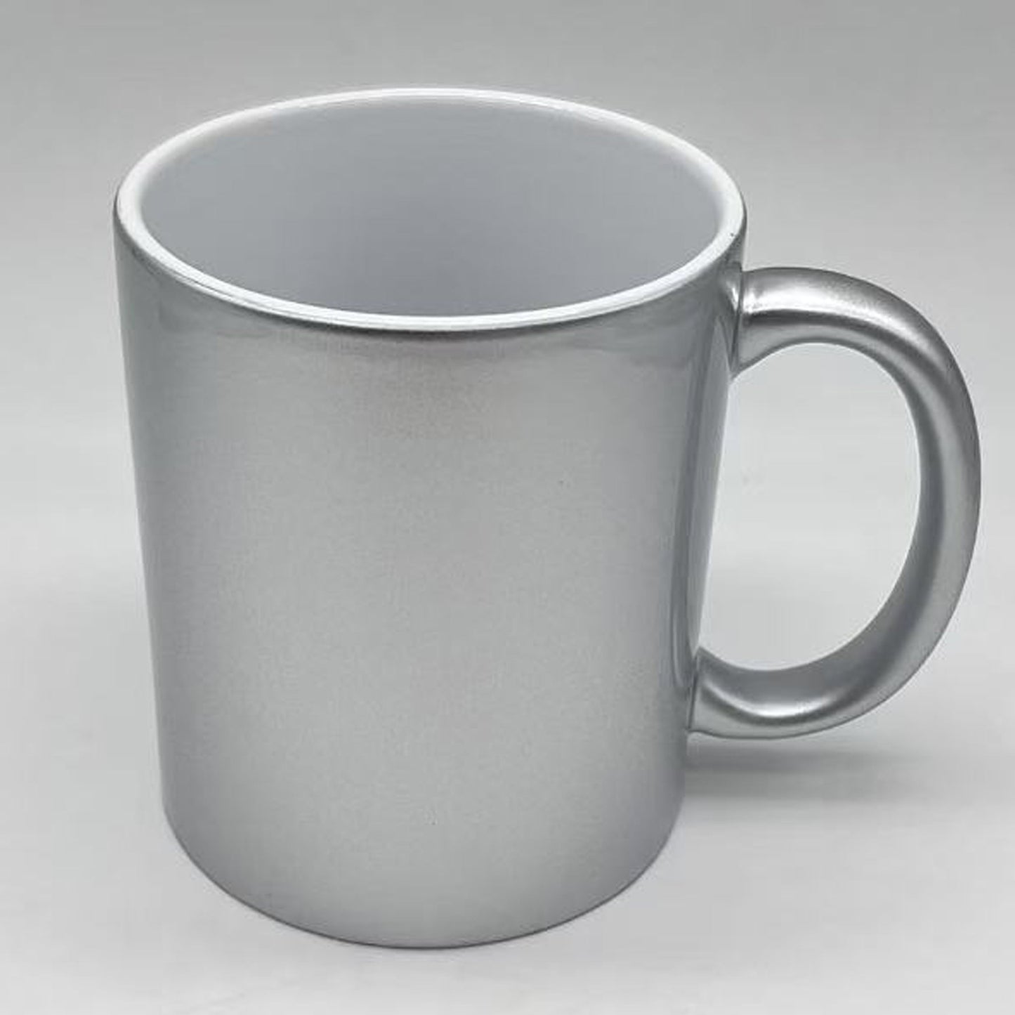 -11 oz sublimation SILVER pearl finish ceramic with reinforced foam box packaging