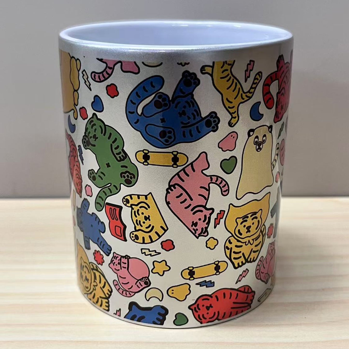 -11 oz sublimation SILVER pearl finish ceramic with reinforced foam box packaging