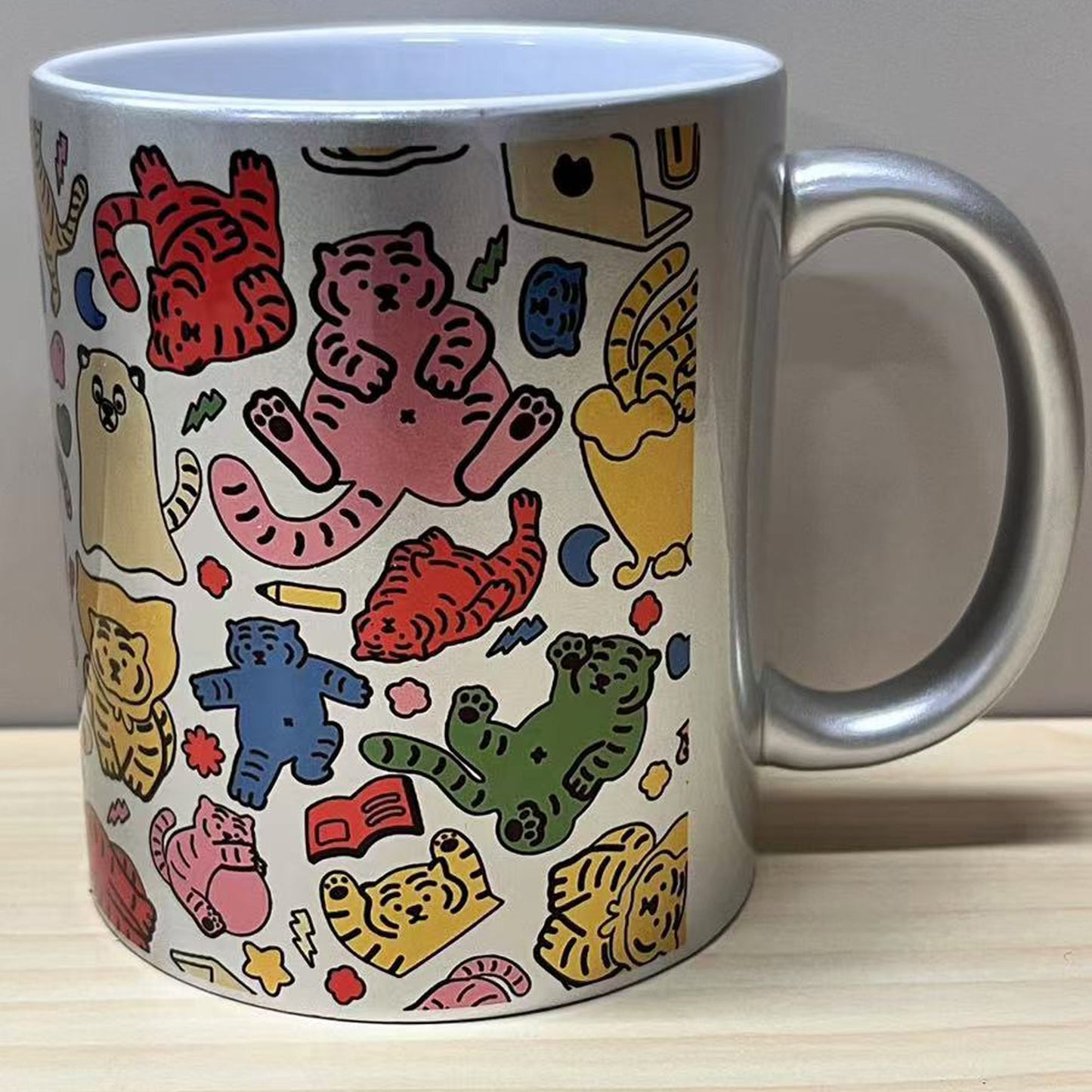 -11 oz sublimation SILVER pearl finish ceramic with reinforced foam box packaging