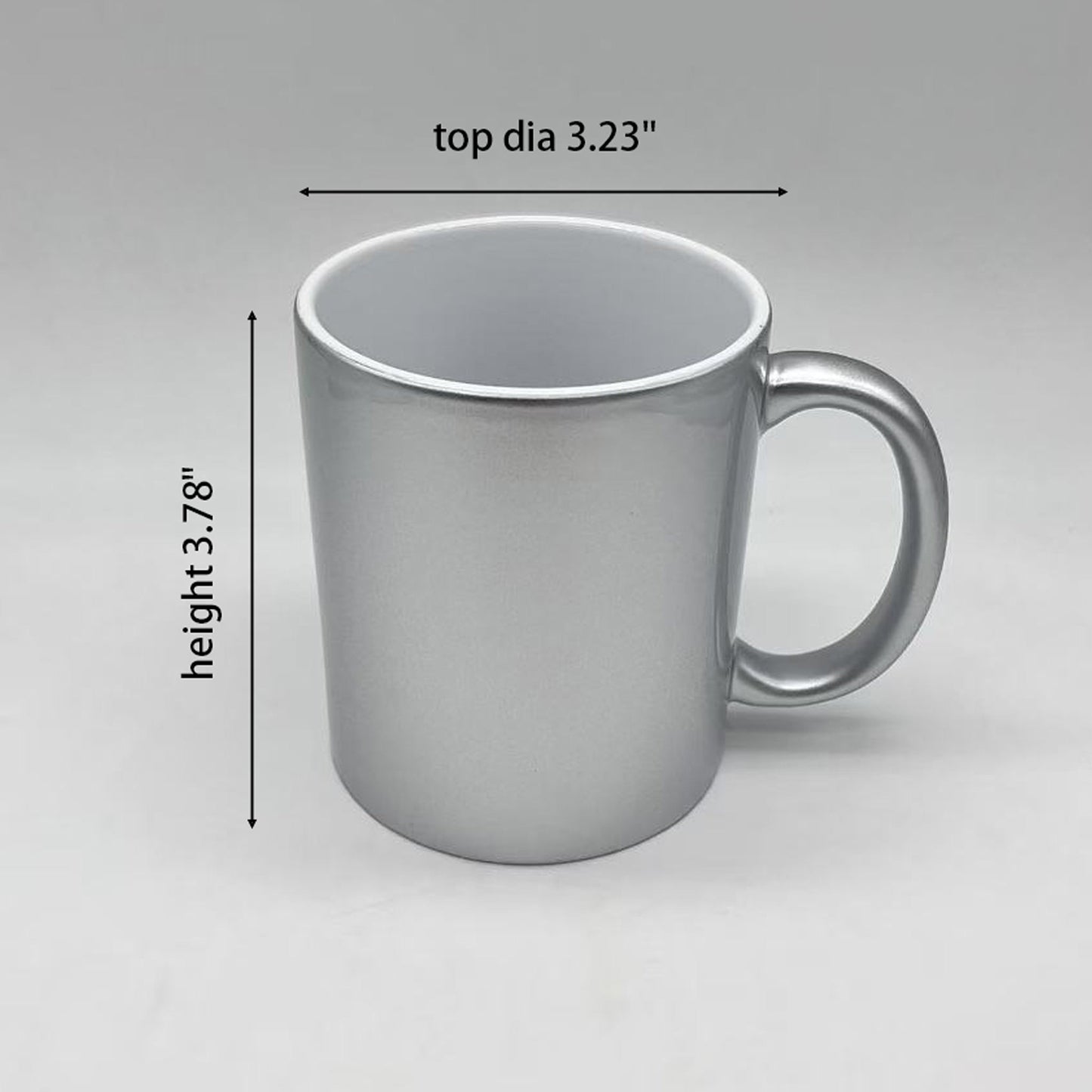-11 oz sublimation SILVER pearl finish ceramic with reinforced foam box packaging