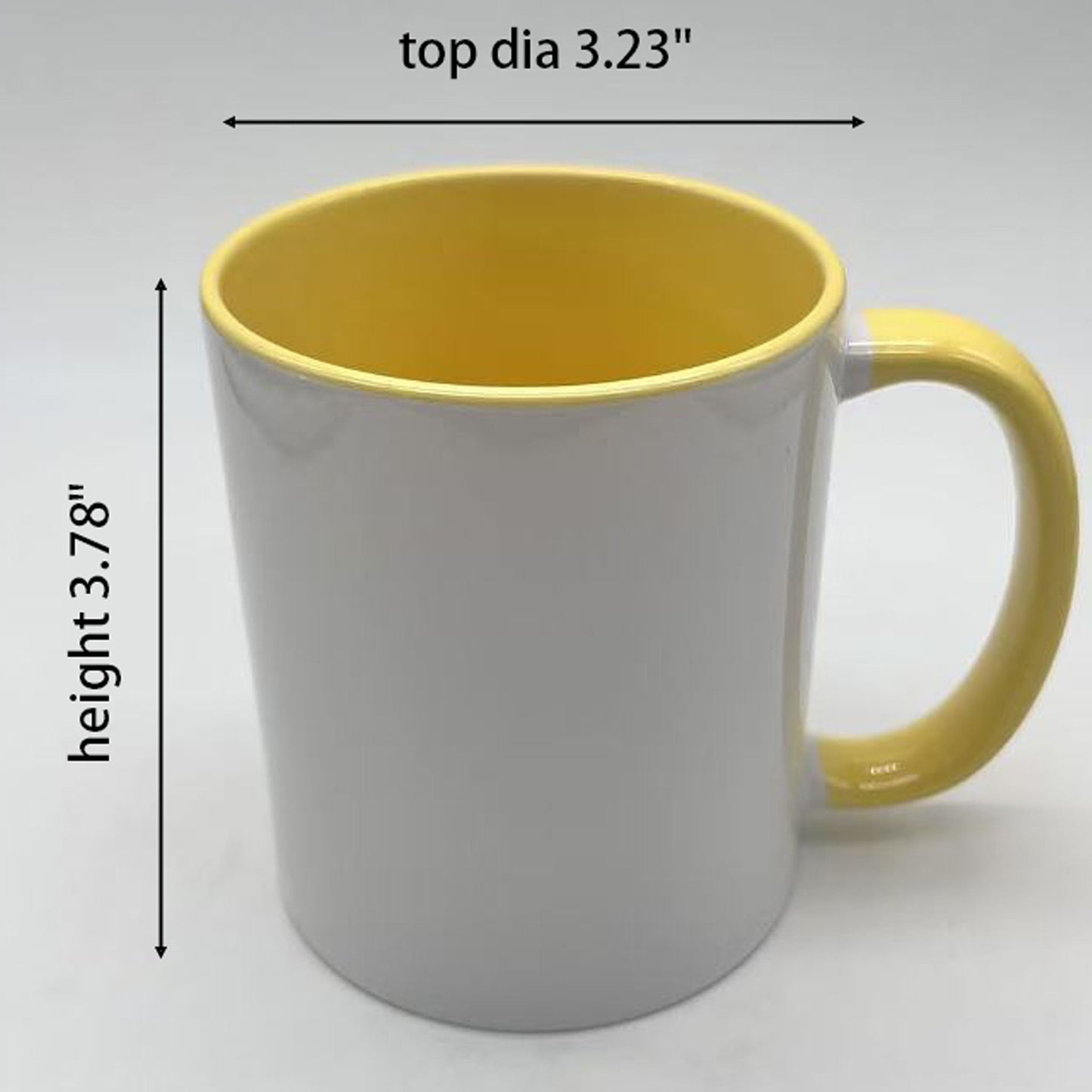 -11 once White sublimation mugs inner color YELLOW and handle with reinforced foam box packaging (a8)