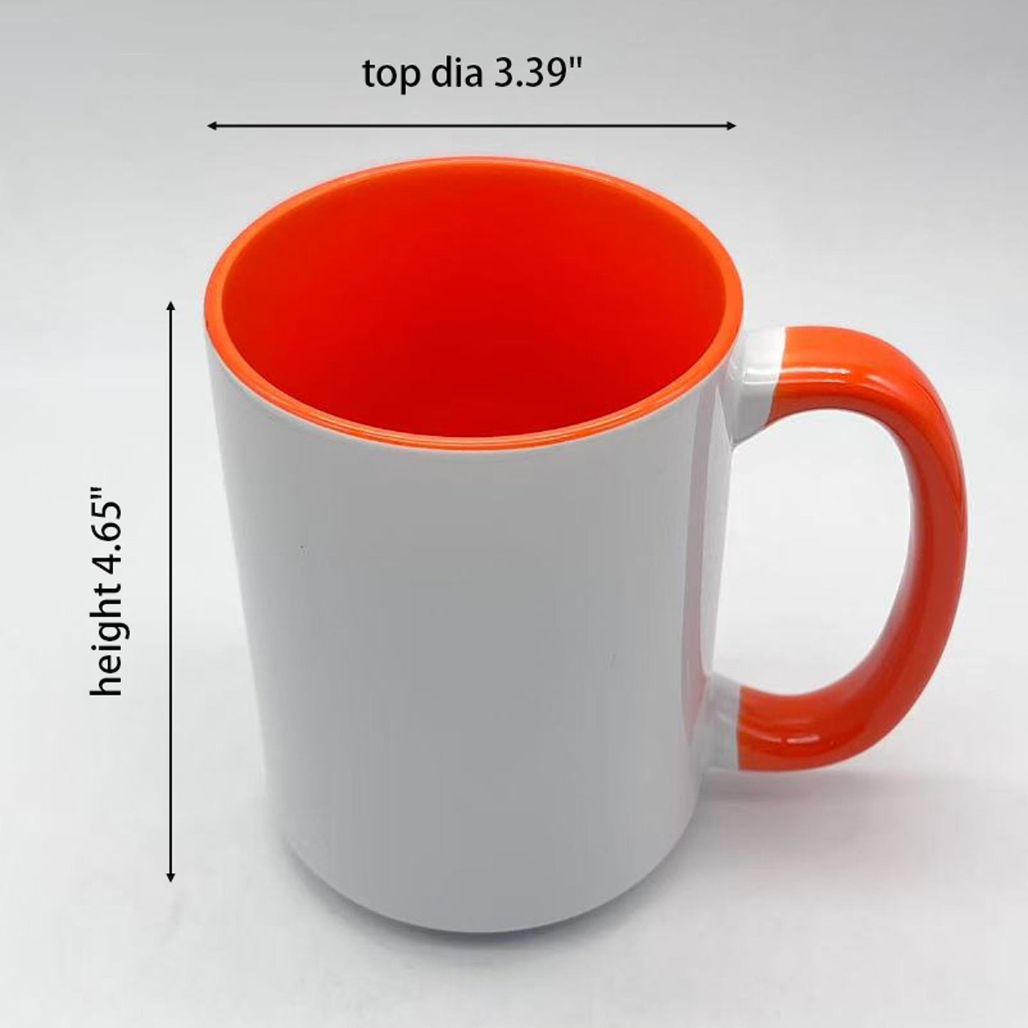 15 once White sublimation mugs inner color ORANGE and handle with reinforced foam box packaging