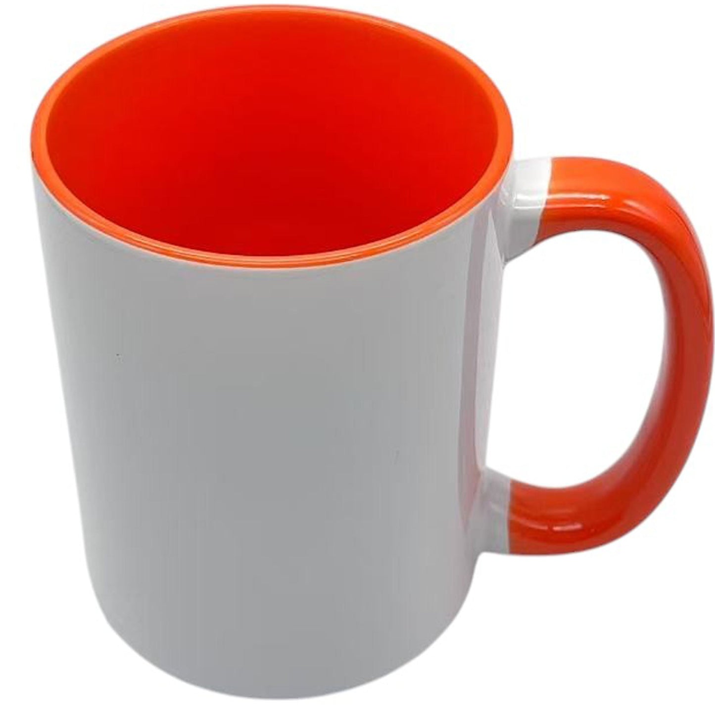 15 once White sublimation mugs inner color ORANGE and handle with reinforced foam box packaging