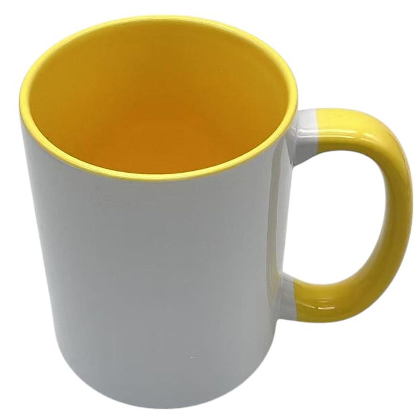 -15 once White sublimation mugs inner color YELLOW and handle with reinforced foam box packaging (Copy)