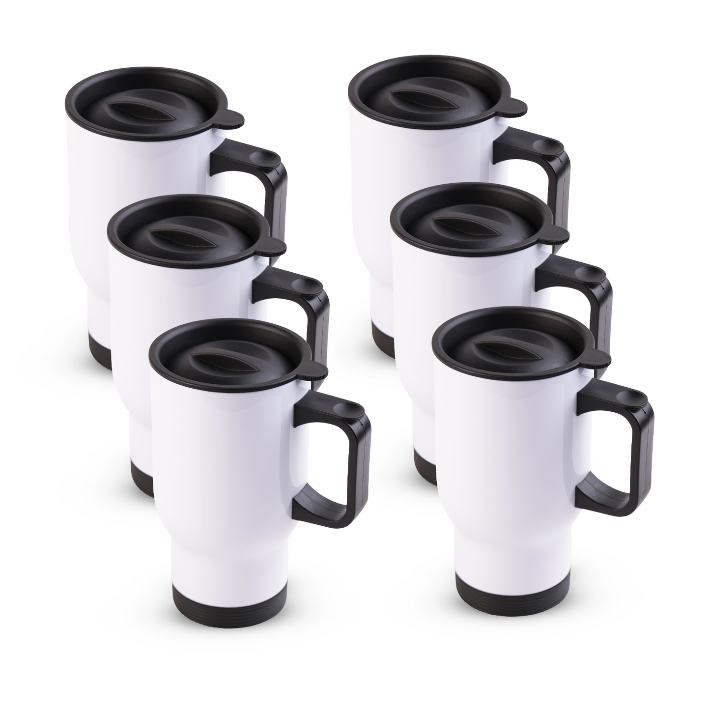 SDN Sublimation 14 OZ Sublimation white stainless steel travel mug (black lids)