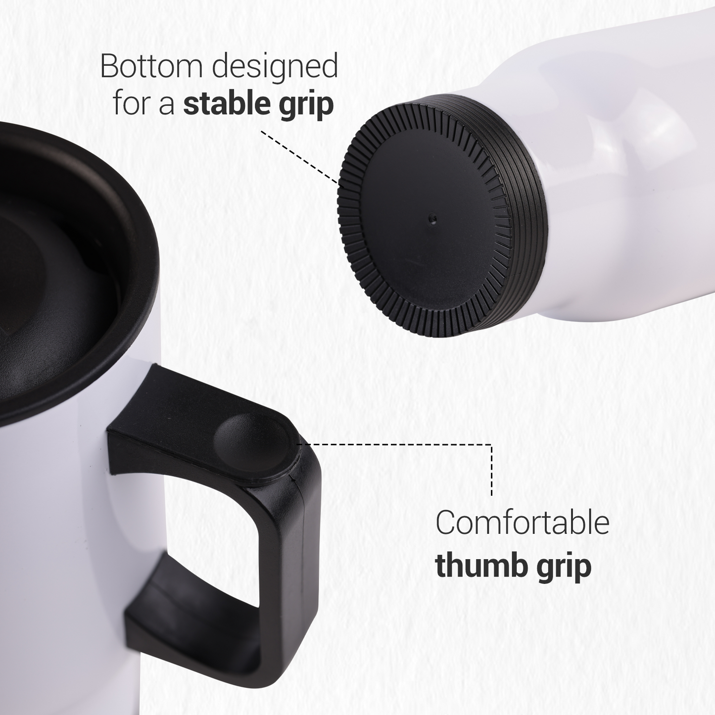 SDN Sublimation 14 OZ Sublimation white stainless steel travel mug (black lids)