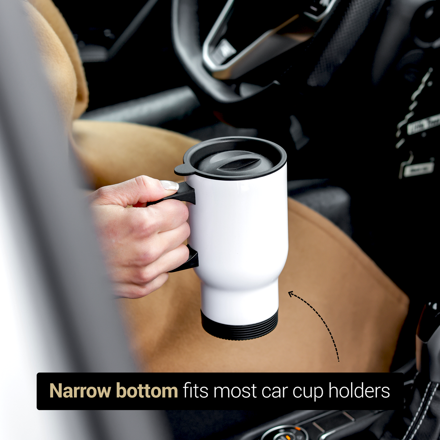 SDN Sublimation 14 OZ Sublimation white stainless steel travel mug (black lids)