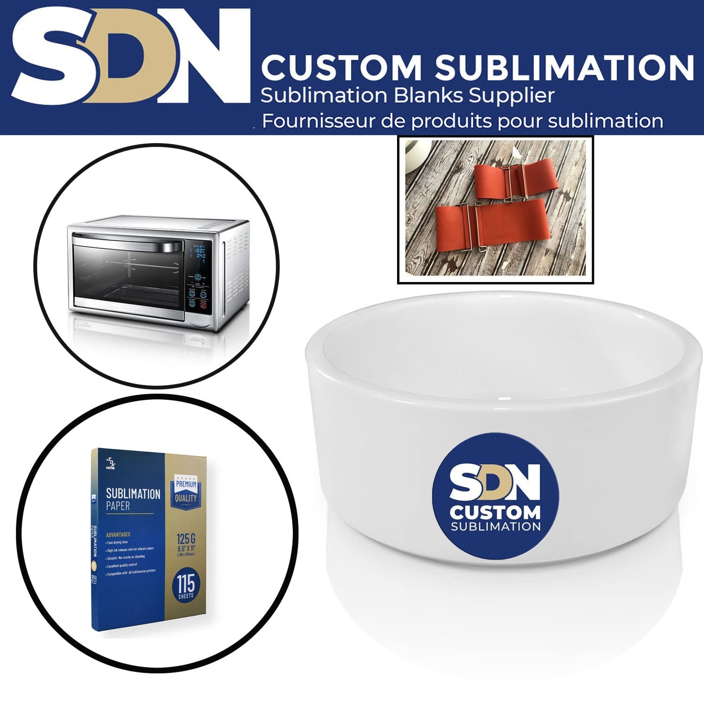 Large Sublimation Pet bowl 7 x 3 inches with AAA Coating - | Reinforced Styrofoam Packaging" (a10)