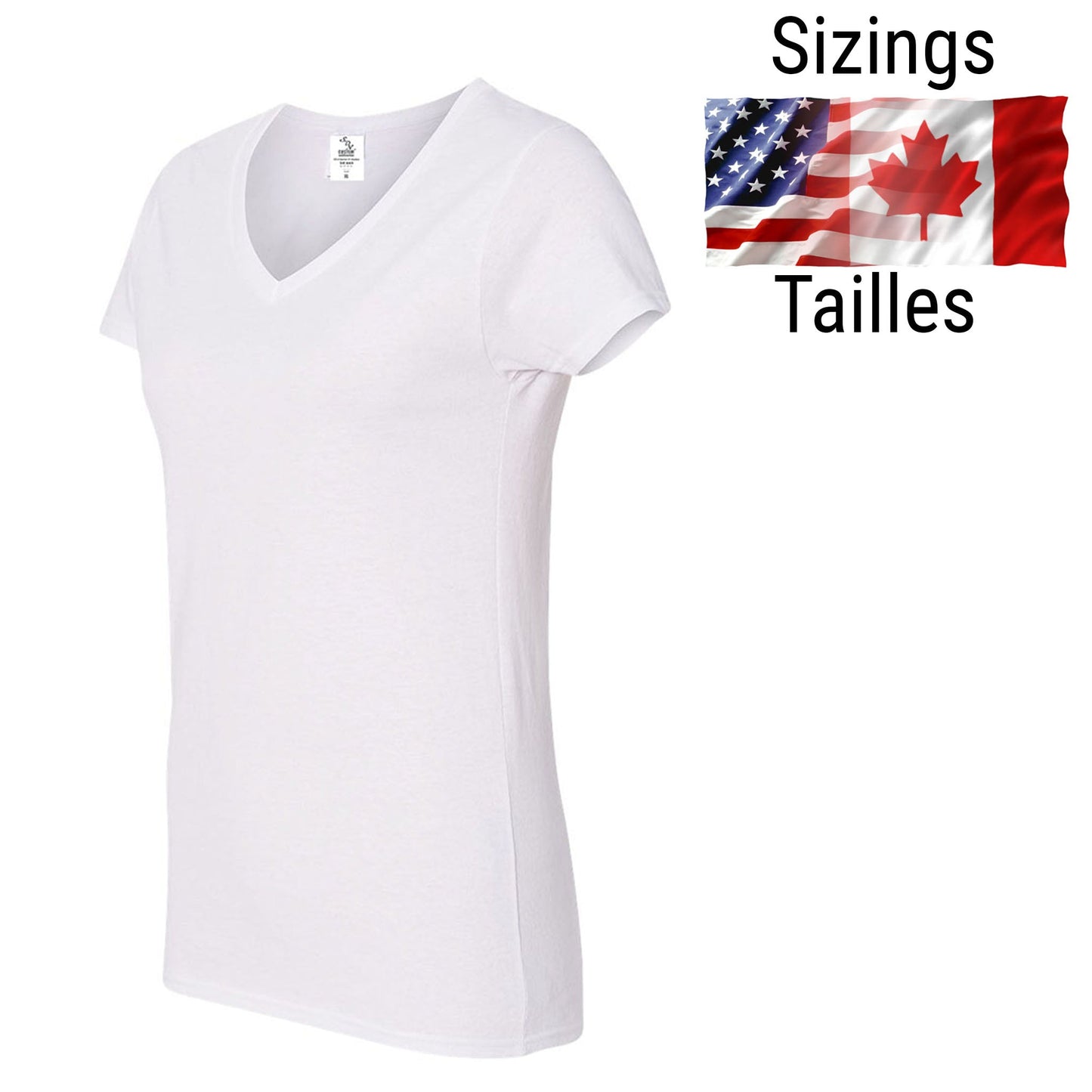 Ladies fitted SDN Sublimation Vneck T-Shirts White Super Soft (95% Polyester-5% Spandex) UNIT