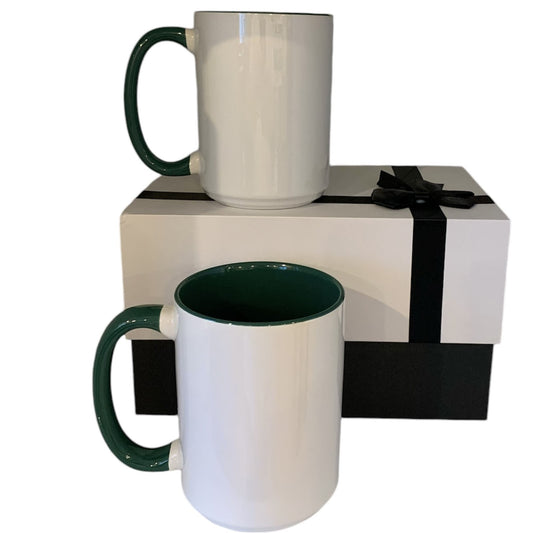 Gift boxes with 2 x  15 oz mugs inner color GREEN