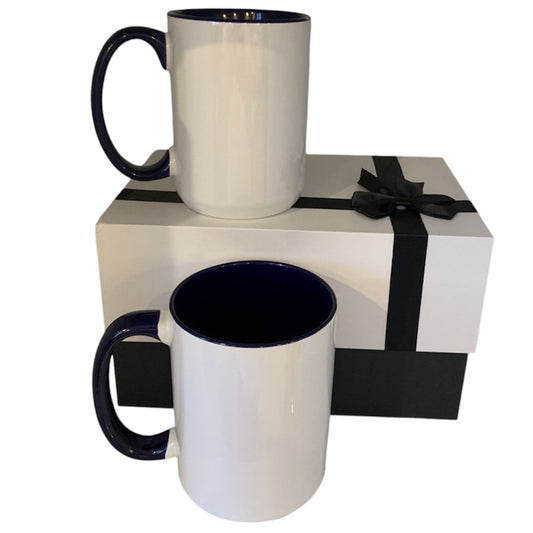 Gift boxes with 2 x  15 oz mugs inner color navy