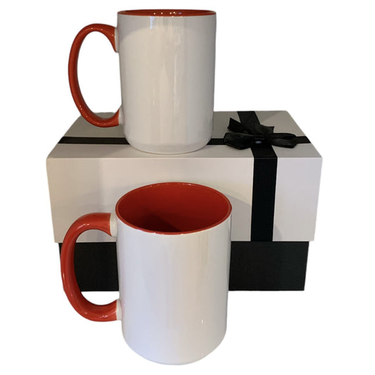 Gift boxes with 2 x  15 oz mugs inner color RED